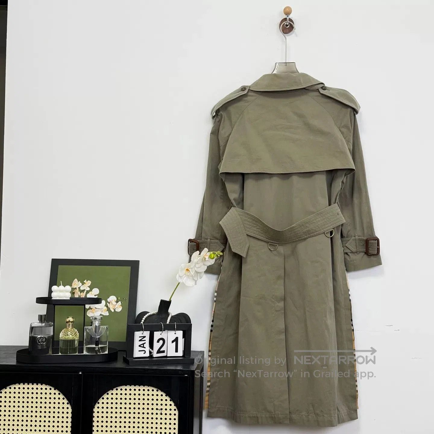 Burberry Burberry Green Check Lined Trench Coat. Size XS / US 0-2 / IT 36-38 - 2 Thumbnail