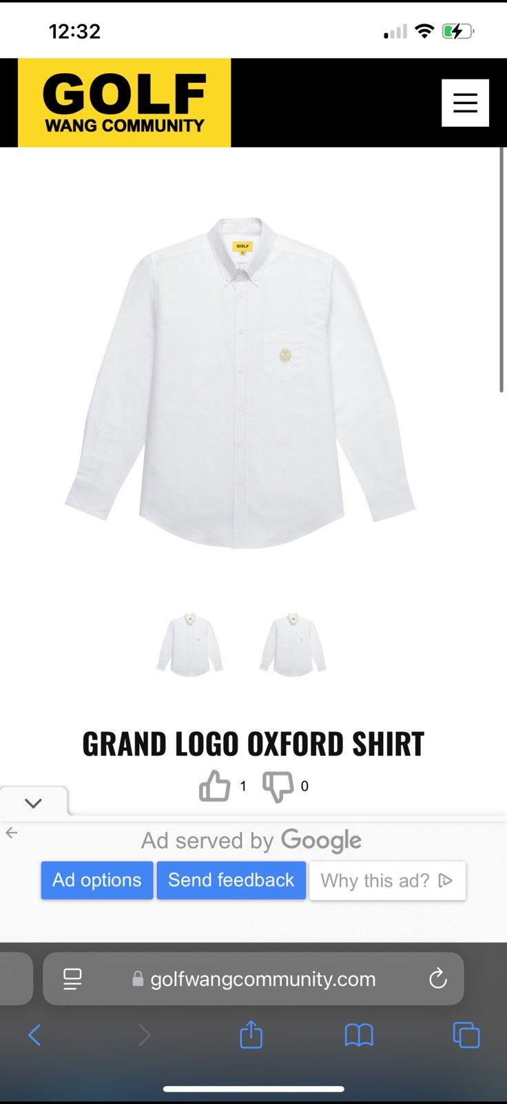 Golf Wang Grand Logo Oxford Shirt White Cotton Long Sleeve Embroidered Size US XL / EU 56 / 4 - 5 Thumbnail