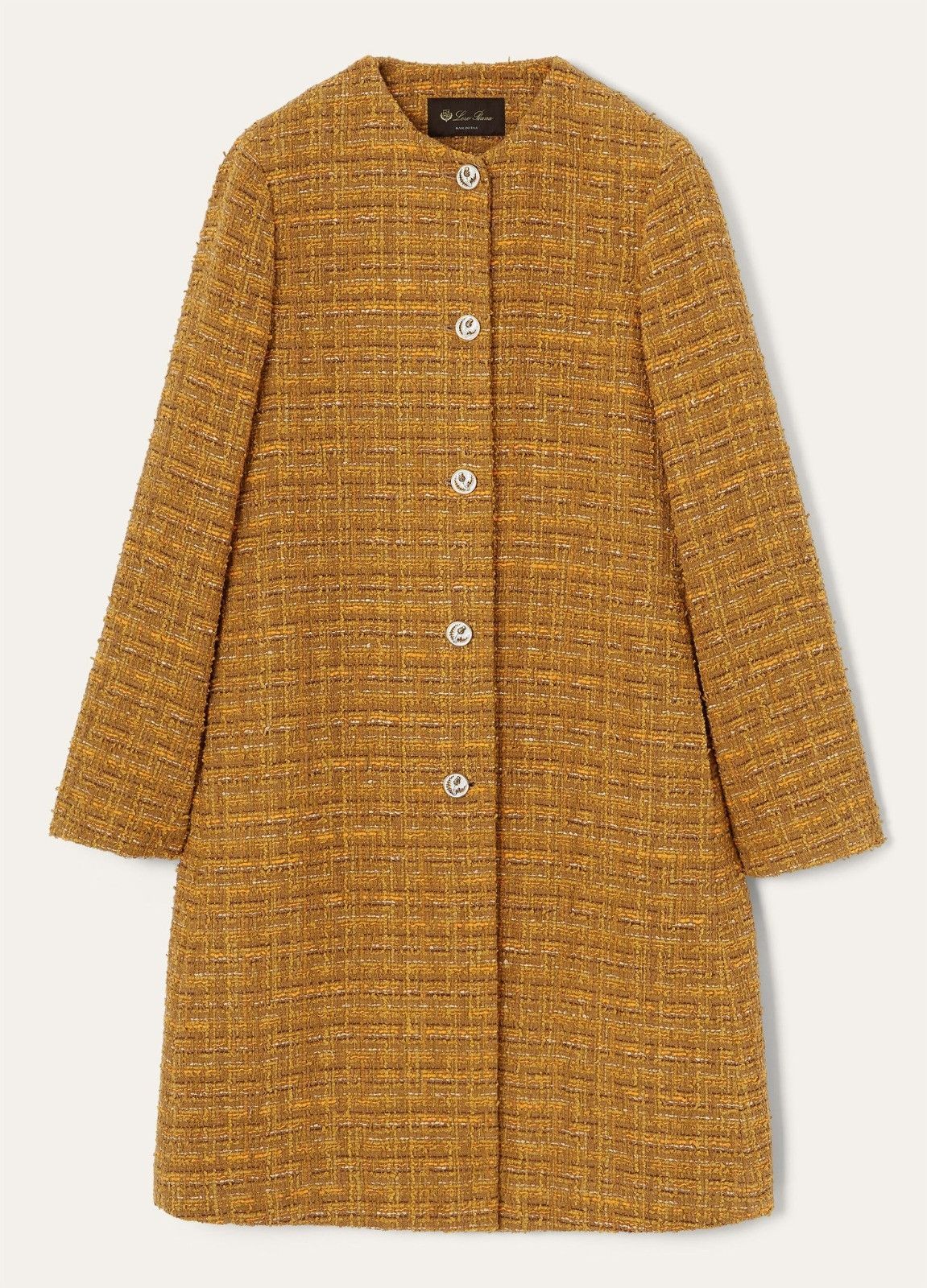Loro Piana o1srvl11e0526 FAP0394 Oxton Tweed Coat in Mustard Yellow Size XS / US 0-2 / IT 36-38 - 1 Thumbnail