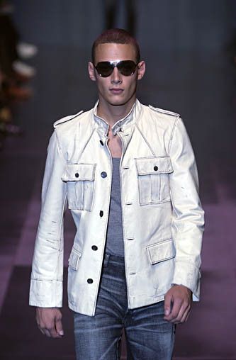 Yves Saint Laurent YSL X Tom Ford SS 2002 Distressed Ivory Leather Jacket Size US M / EU 48-50 / 2 - 1 Thumbnail