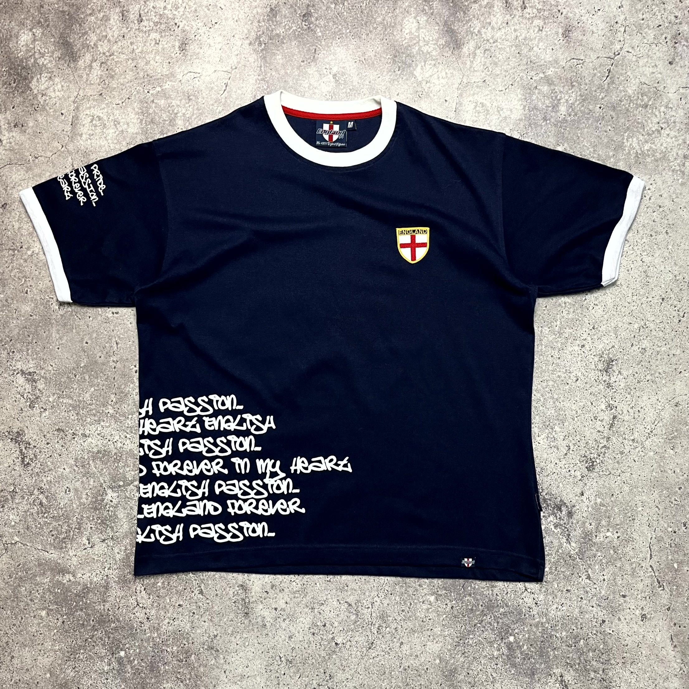 Vintage England Football T-Shirt Logo Cotton Navy Blue Size M Size US M / EU 48-50 / 2 - 1 Thumbnail