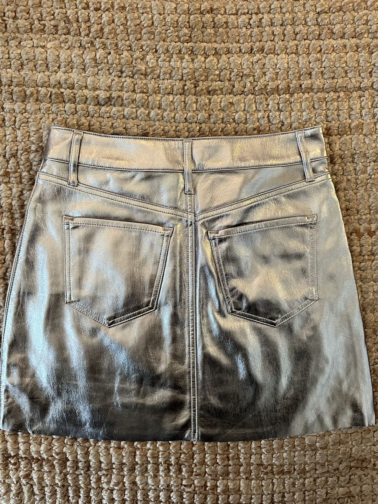 Express Express High waisted Metallic Gold Faux Leather Skirt Size 27" / US 4 / IT 40 - 5 Thumbnail