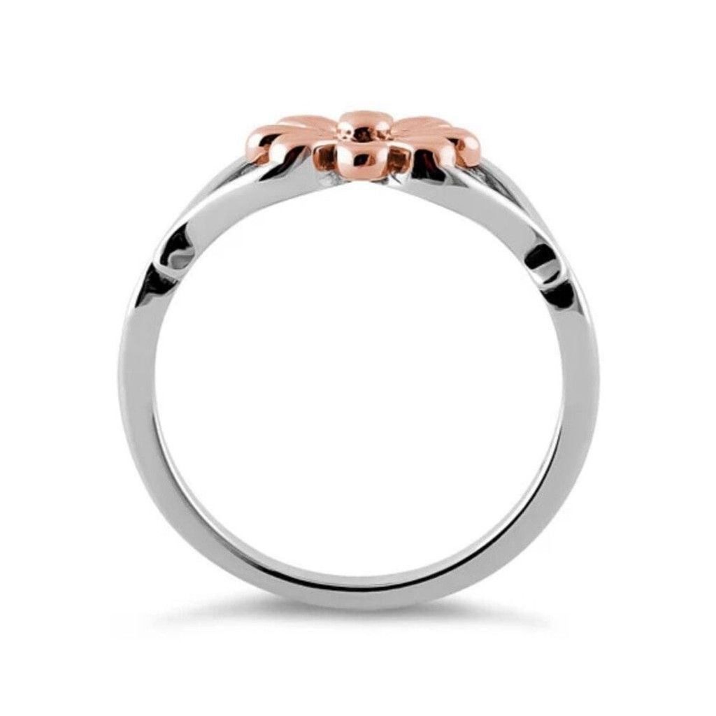 Other Sterling Silver Rose Gold Two Tone Daisy Flower Ring Size 4 Size ONE SIZE - 3 Thumbnail