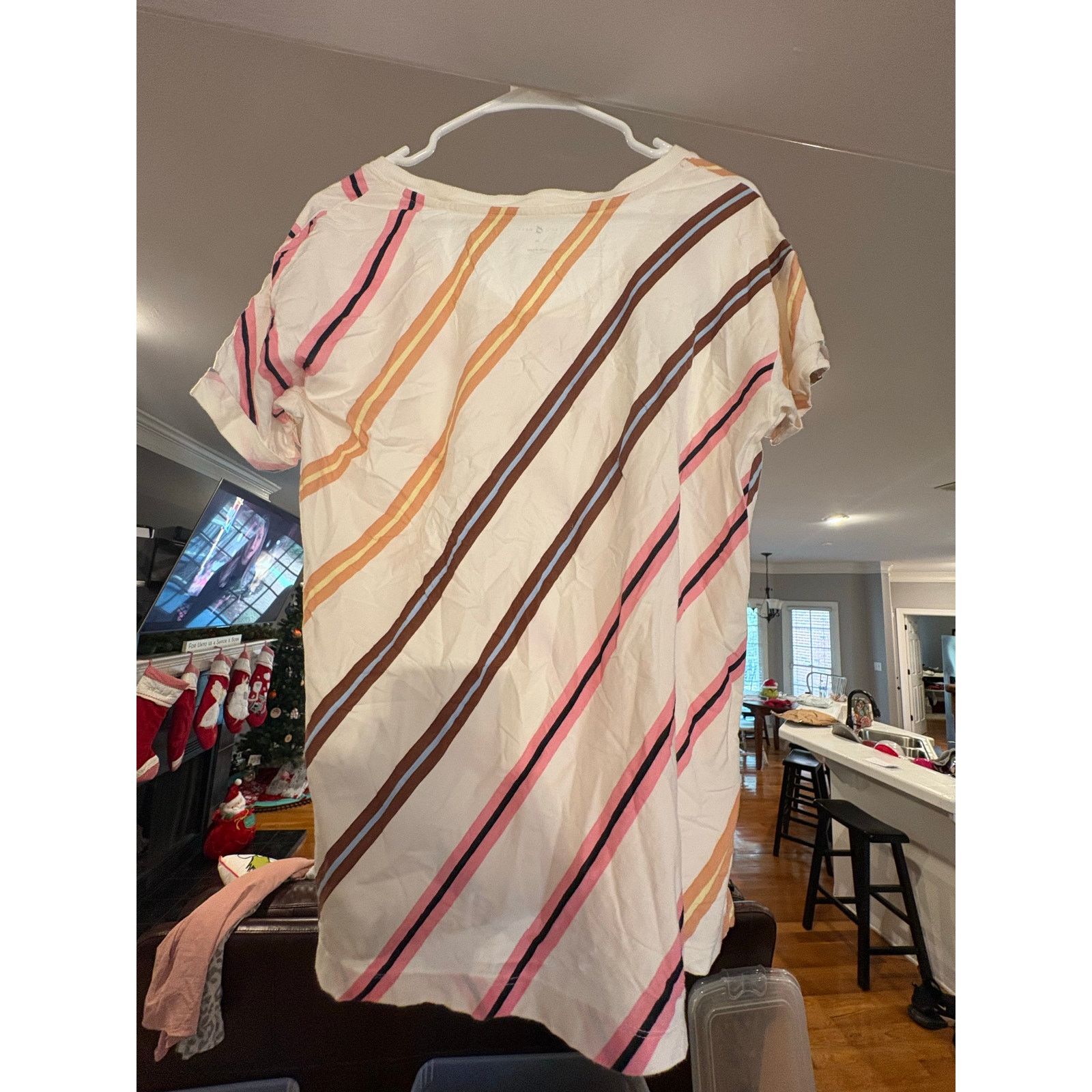 Lou & Grey Lou & Grey XS Striped Short Sleeve Swing Top Cream Size XS / US 0-2 / IT 36-38 - 2 Thumbnail