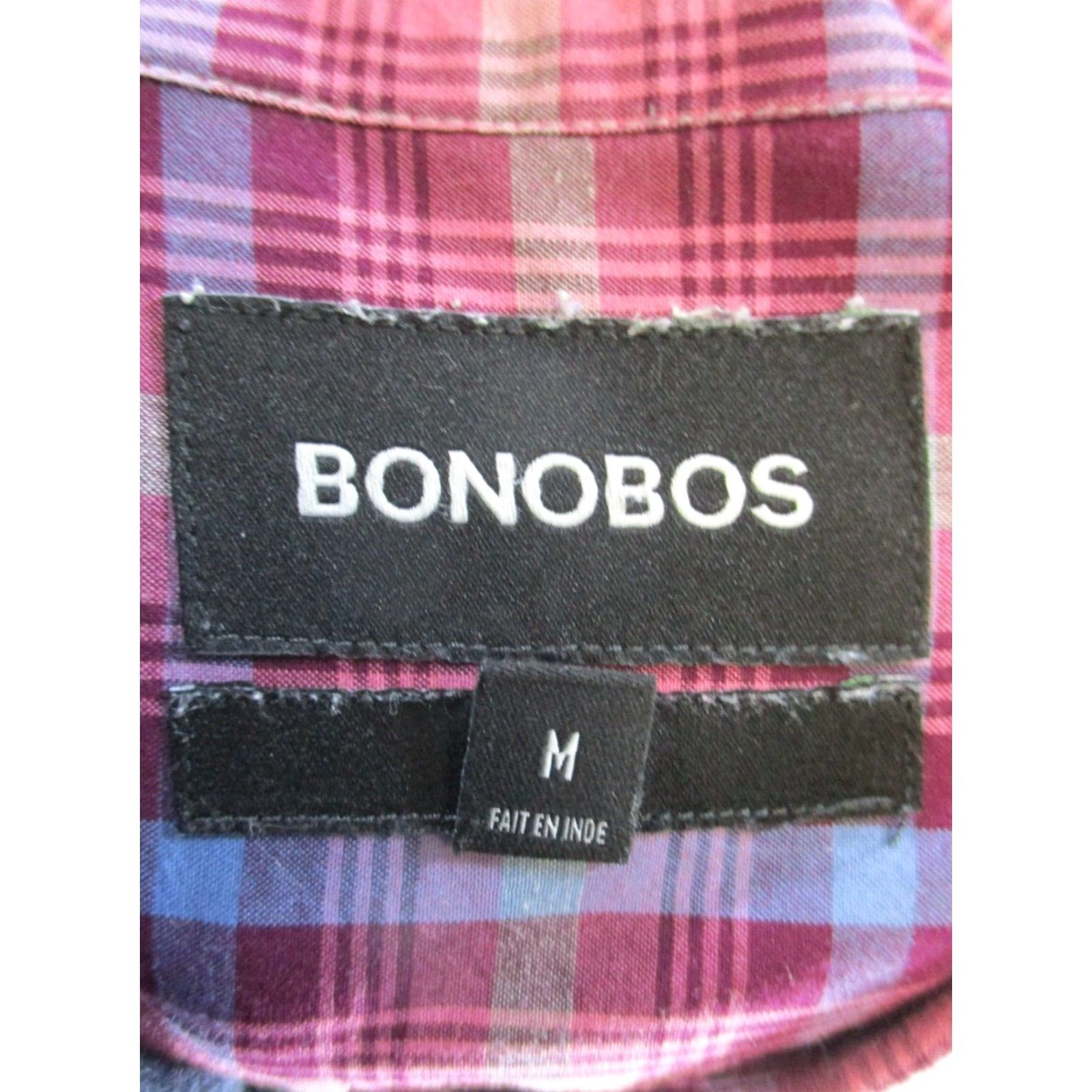 Bonobos Bonobos Shirt Mens Medium Burgundy Plaid Cotton Button-Up Regular Sleeve Long - Button-Down Collared Size US M / EU 48-50 / 2 - 3 Thumbnail