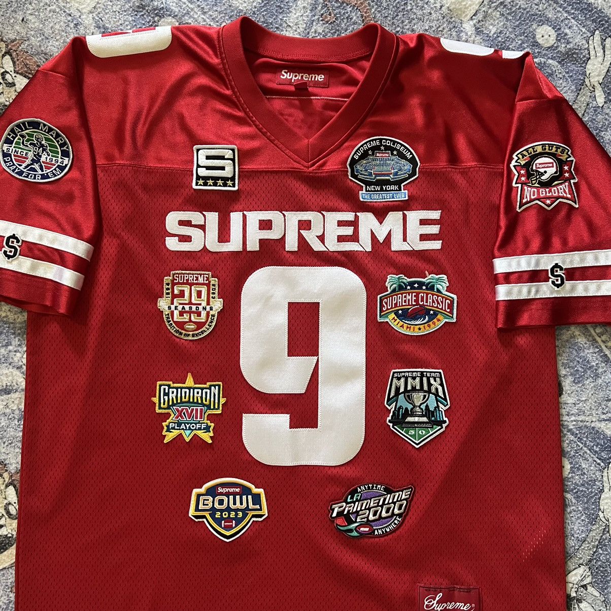 Supreme Supreme Championships Embroidered Football Jersey Red ...