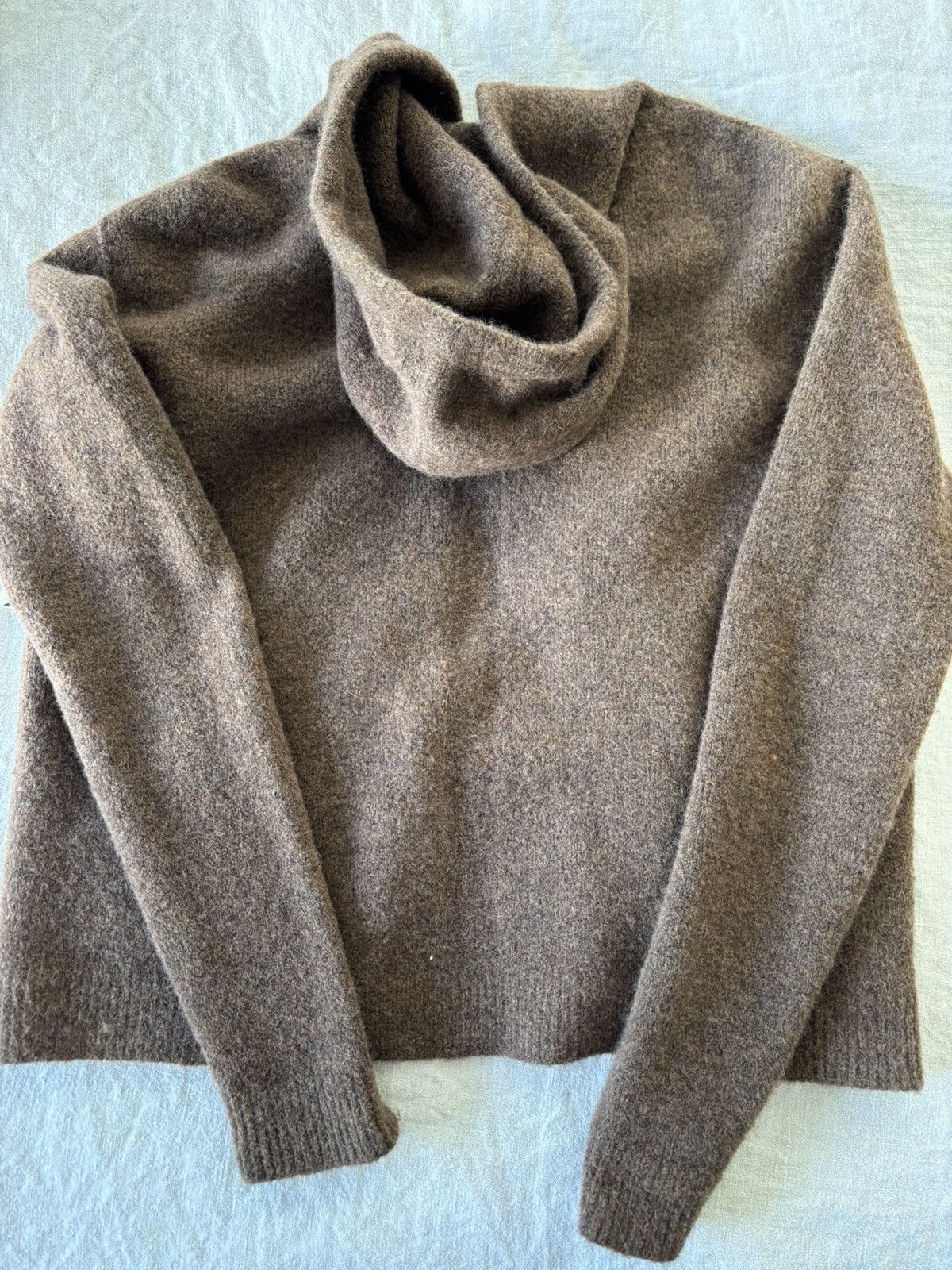 Rick Owens FW24 brown alpaca wool knit zip hoodie