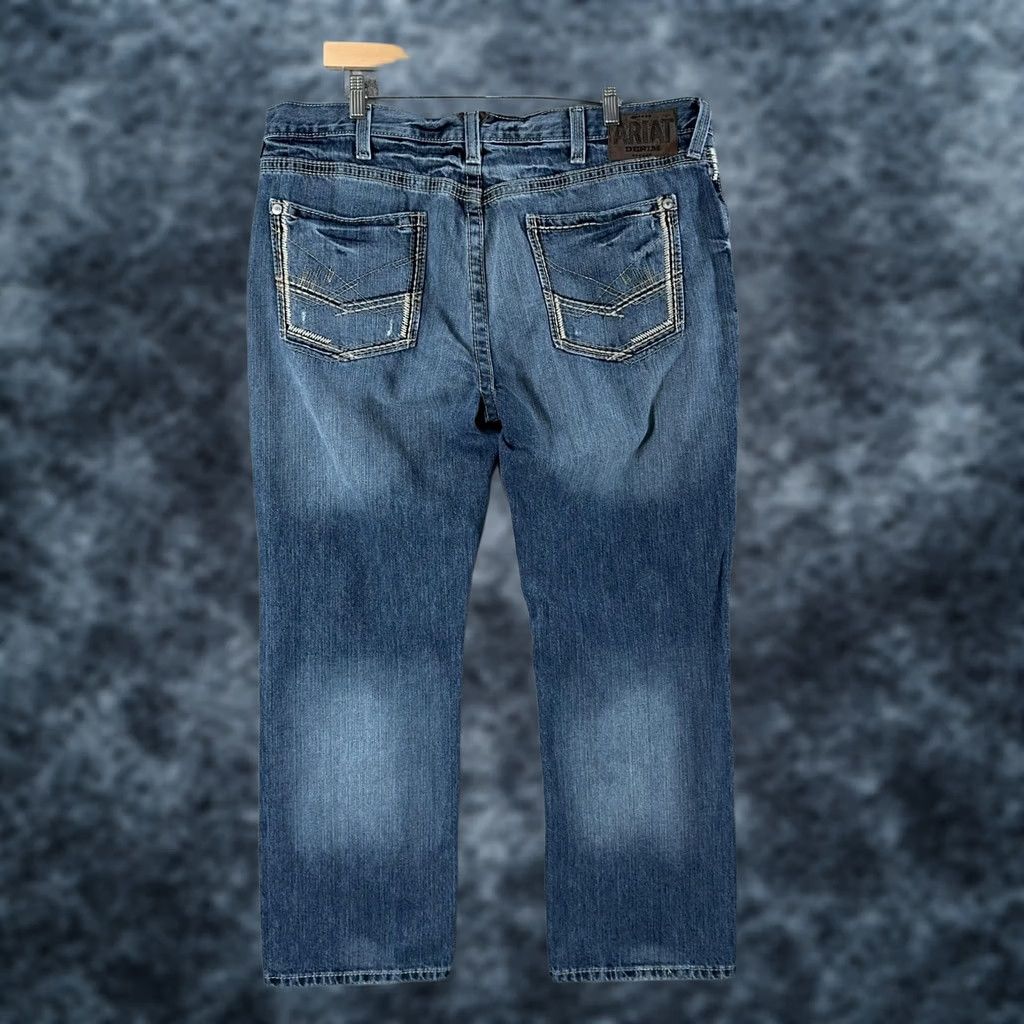 Ariat Ariat M5 Slim Gambler Jeans Mens 40x30 Denim Blue Embroidered Pockets Straight Stackable 40/30 Size US 40 / EU 56 - 1 Thumbnail