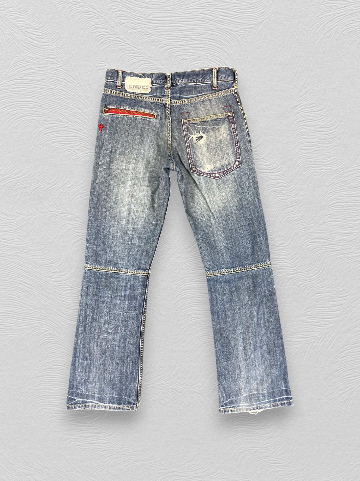 Japanese Brand Distressed Blue Vintage Genoese Flare Jeans 31x29.5 - JN3277 Size US 31 - 2 Thumbnail