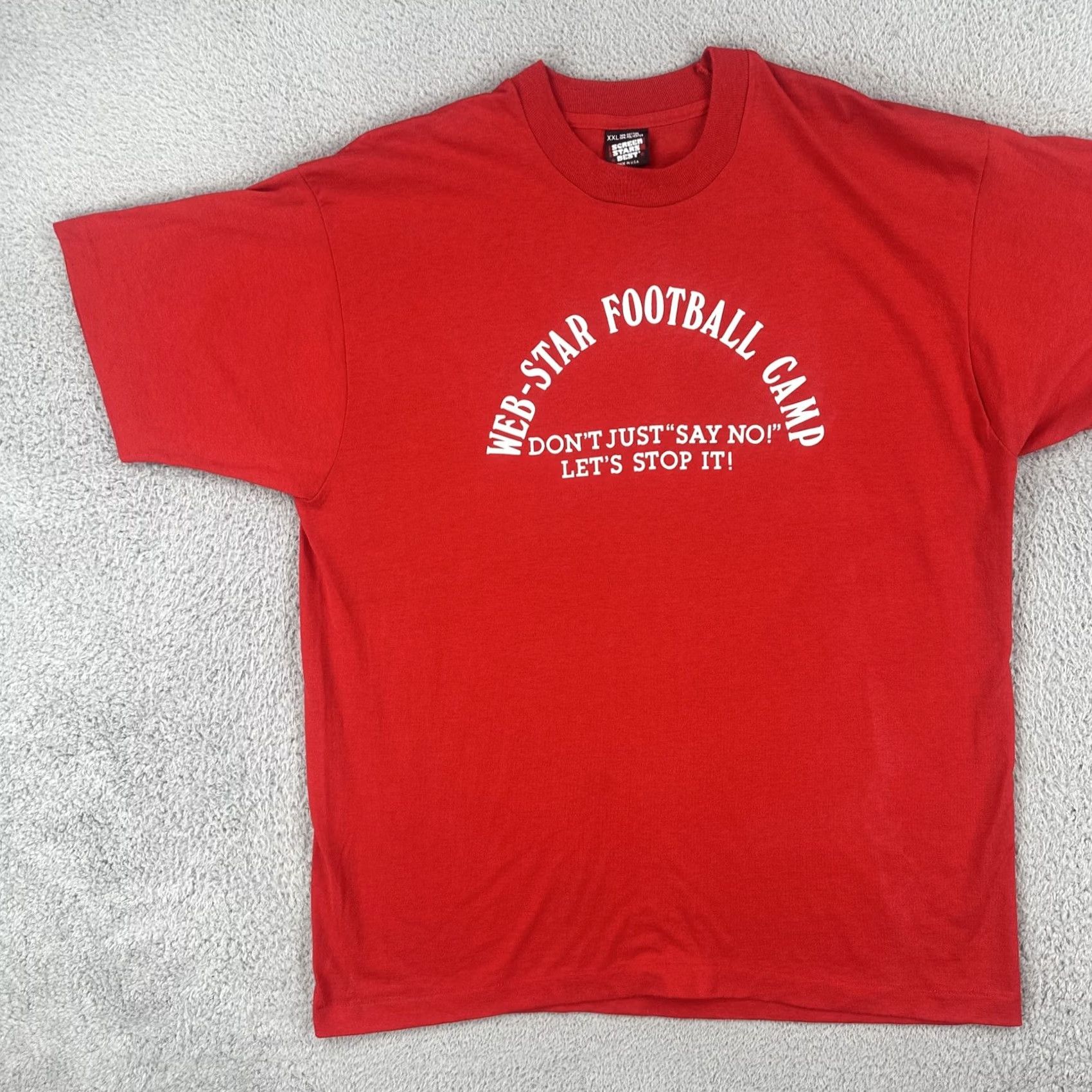 Vintage VINTAGE Screen Stars XXL Red Single Stitch Shirt Men 2XL Crew Neck Short Sleeve Cotton Knit Rock Camp Size US XXL / EU 58 / 5 - 3 Thumbnail