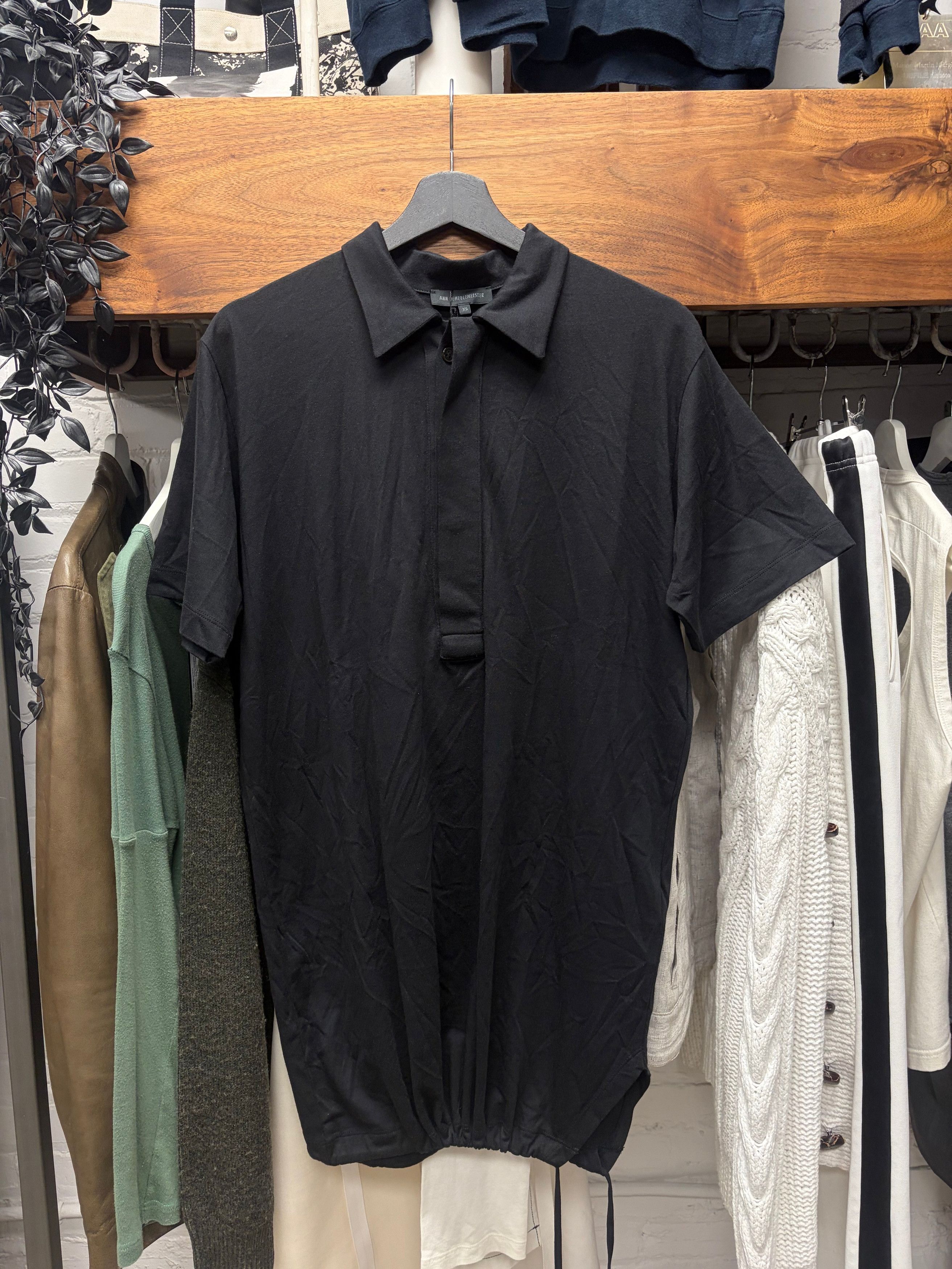 Ann Demeulemeester Ann Demeulemeester Light Jersey Cotton Black Short Sleeve Polo Size US XL / EU 56 / 4 - 1 Thumbnail