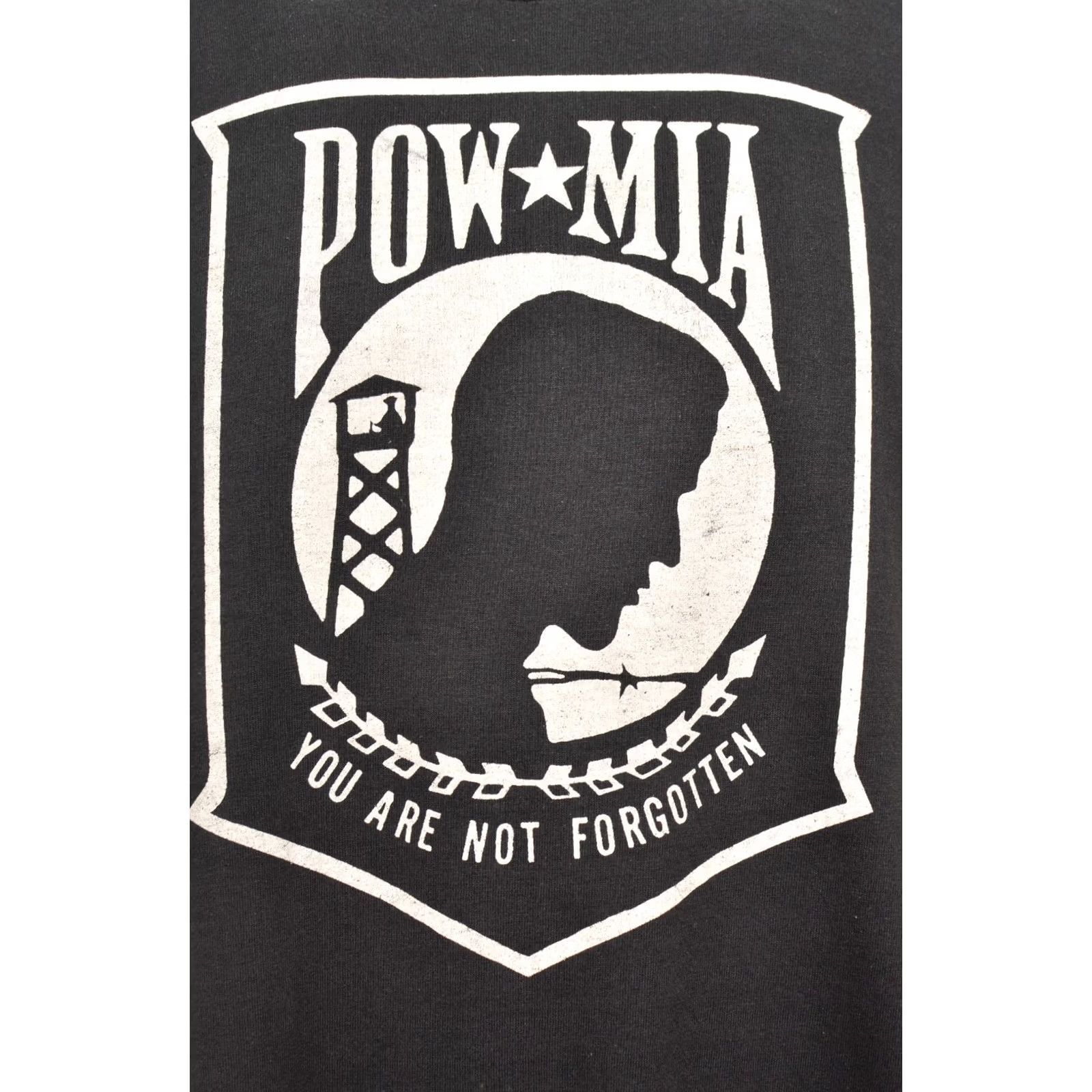 Vintage Screen Stars POW MIA Pennsylvania Cares Vintage T-Shirt XL Black Mens Short Sleeve 50/50 1990s Military Decal Pride Size US XL / EU 56 / 4 - 2 Thumbnail