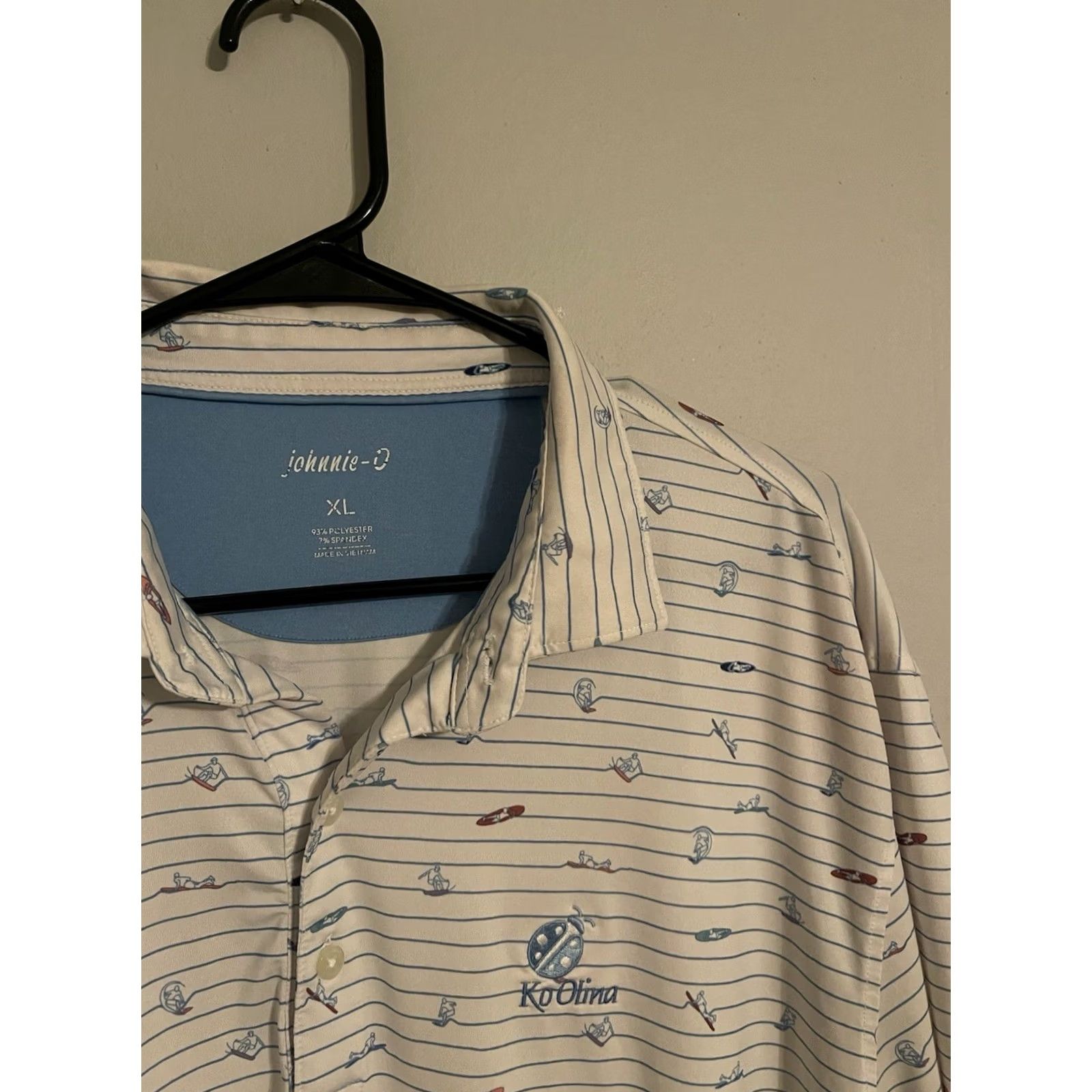 johnnie-O VINTAGE Ko Olina Golf Club Johnnie-O Surfing White Performance Polo Shirt - Men's XLarge Size US XL / EU 56 / 4 - 2 Thumbnail