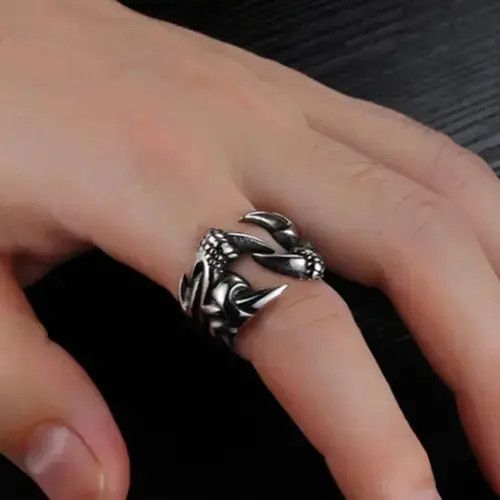 Vintage Titanium Steel Dragon Claw Heart Party Rings Size ONE SIZE - 2 Thumbnail