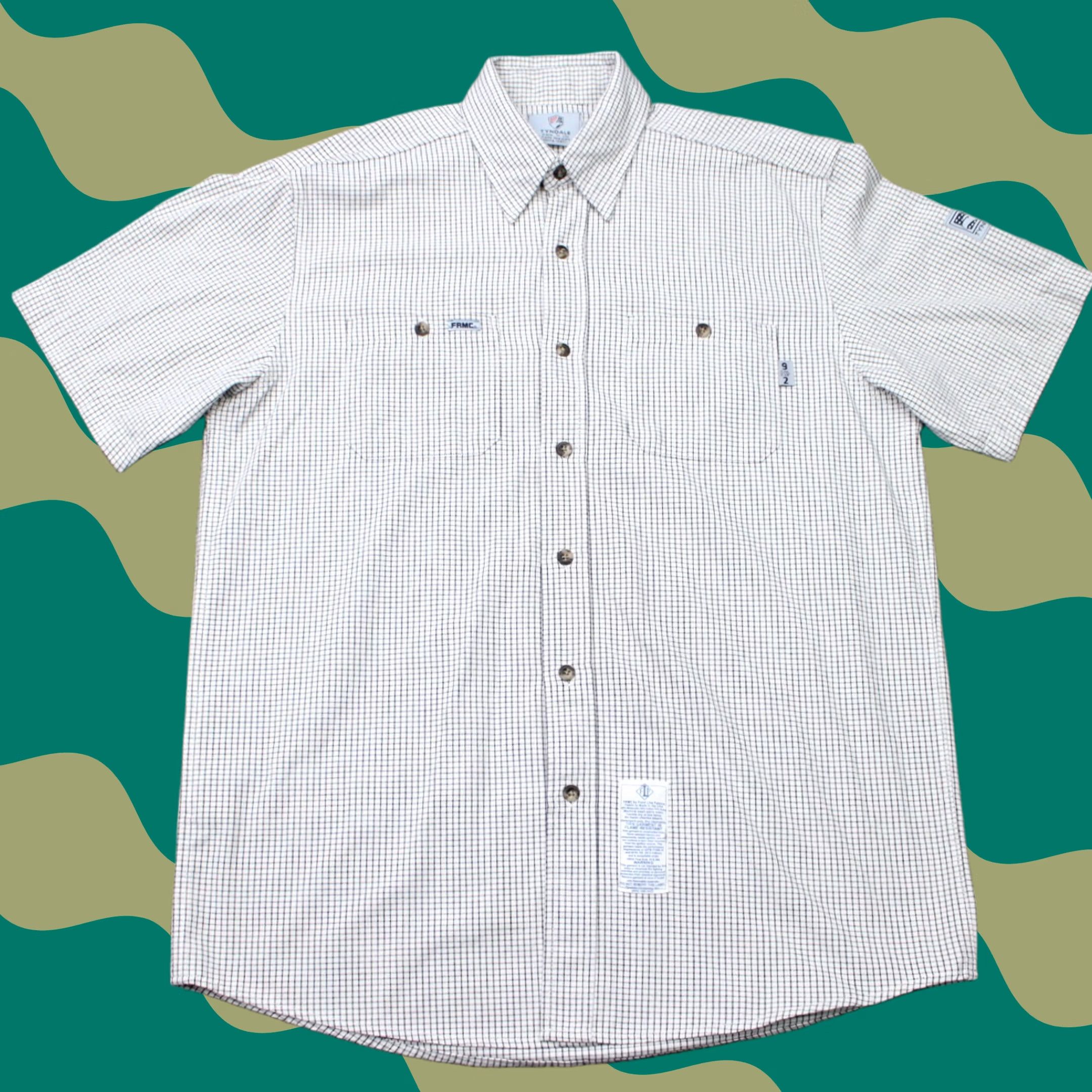 Vintage Tyndale FR Shirt Mens Large Black/White Tattersall Work Flame Resistant S/S Size US L / EU 52-54 / 3 - 1 Thumbnail
