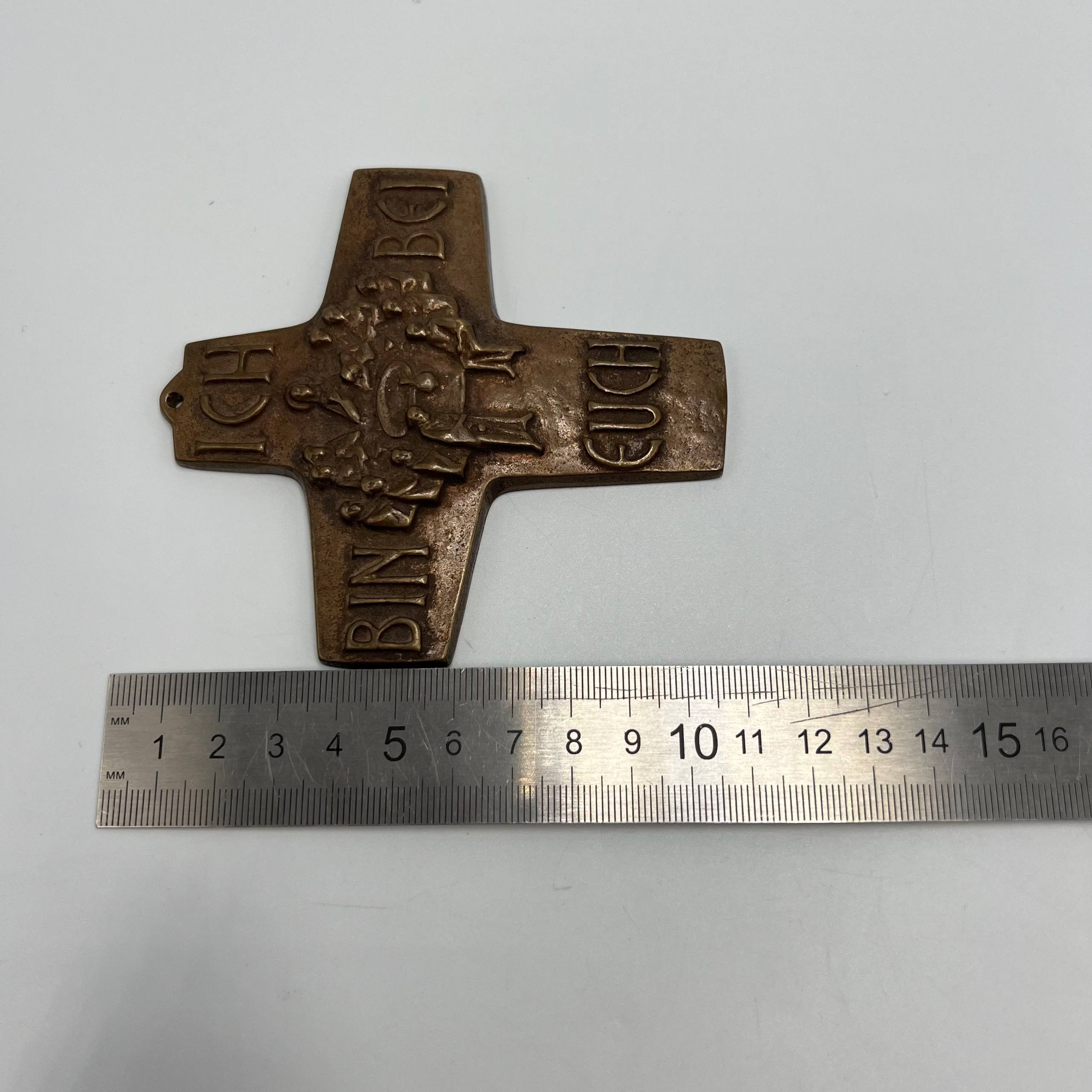 Vintage 1960s Vintage Religion Bronze Wall Cross Germany Size ONE SIZE - 4 Thumbnail