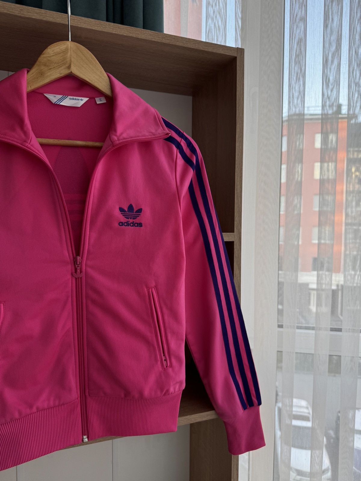 Adidas × Vintage Vintage Adidas Firebird Three Stripes Pink Big Logo Hoodie Size S / US 4 / IT 40 - 3 Thumbnail