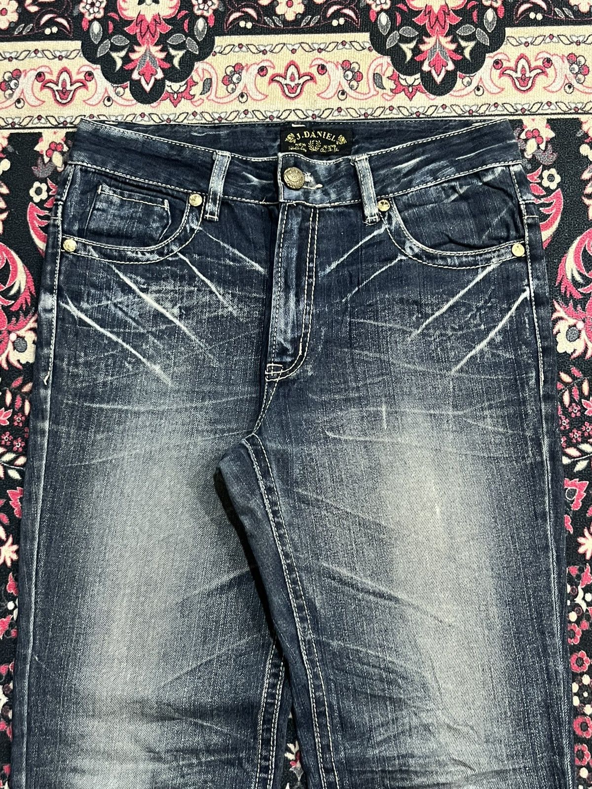 Japanese Brand Vintage J.Daniel Blue Faded Washed Distressed Straight Jeans Size US 31 - 4 Thumbnail