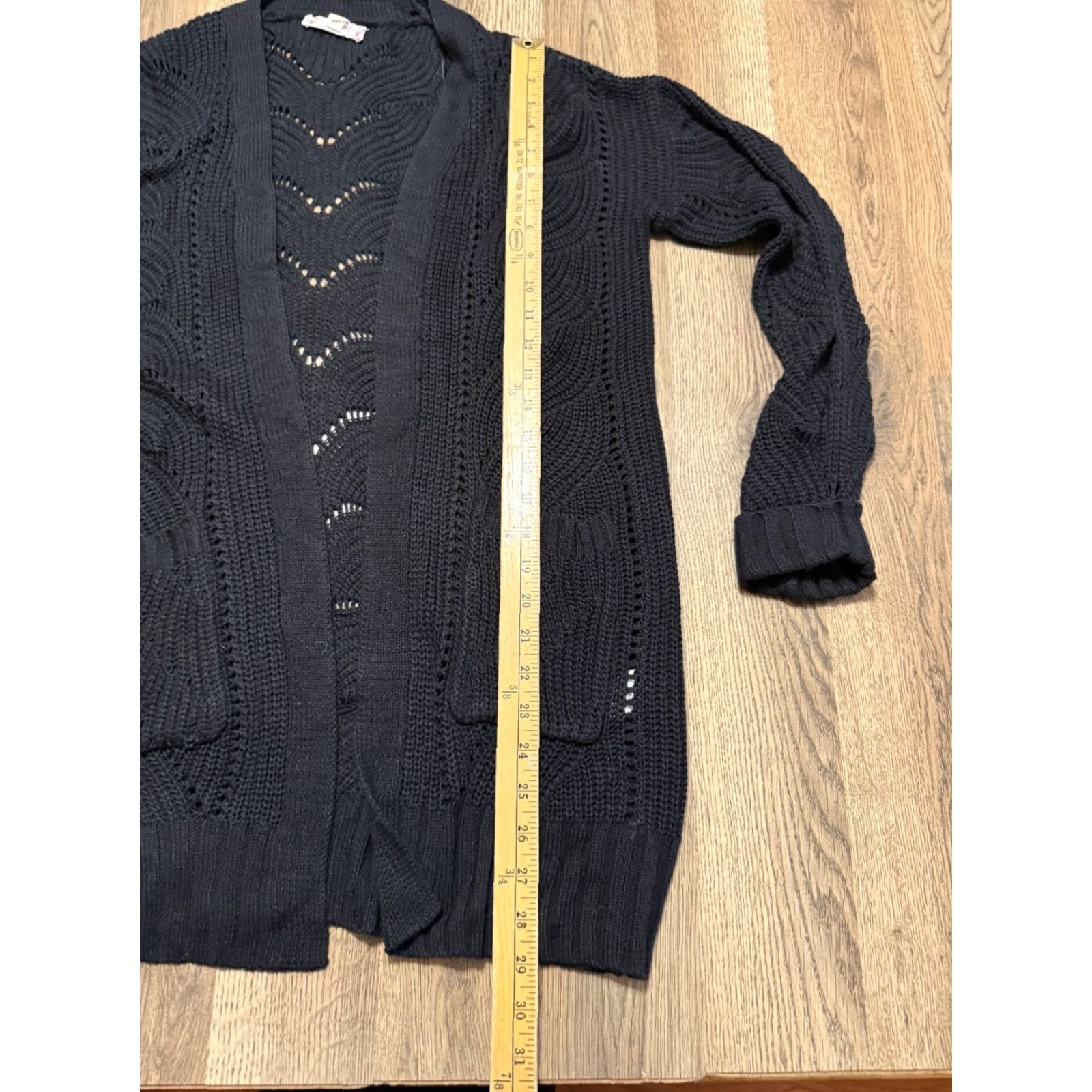 Vintage Pink Republic Women's Cardigan Sweater Black Long Sleeve Open Knit L Cardigan Open Size L / US 10 / IT 46 - 7 Thumbnail