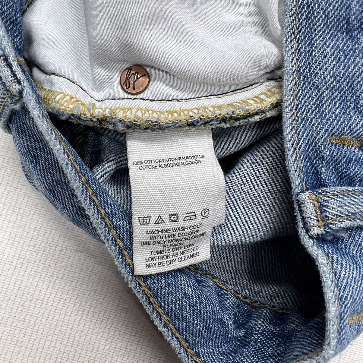 Free People We The Free Jeans Blue Straight Distressed Destroyed Ripped Size 29" - 10 Thumbnail