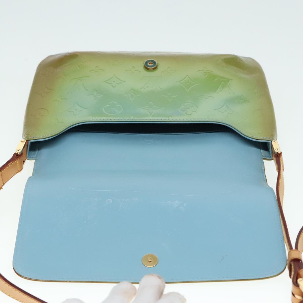 Louis Vuitton LOUIS VUITTON Monogram Vernis Thompson Street Bag Baby Blue Size ONE SIZE - 10 Thumbnail
