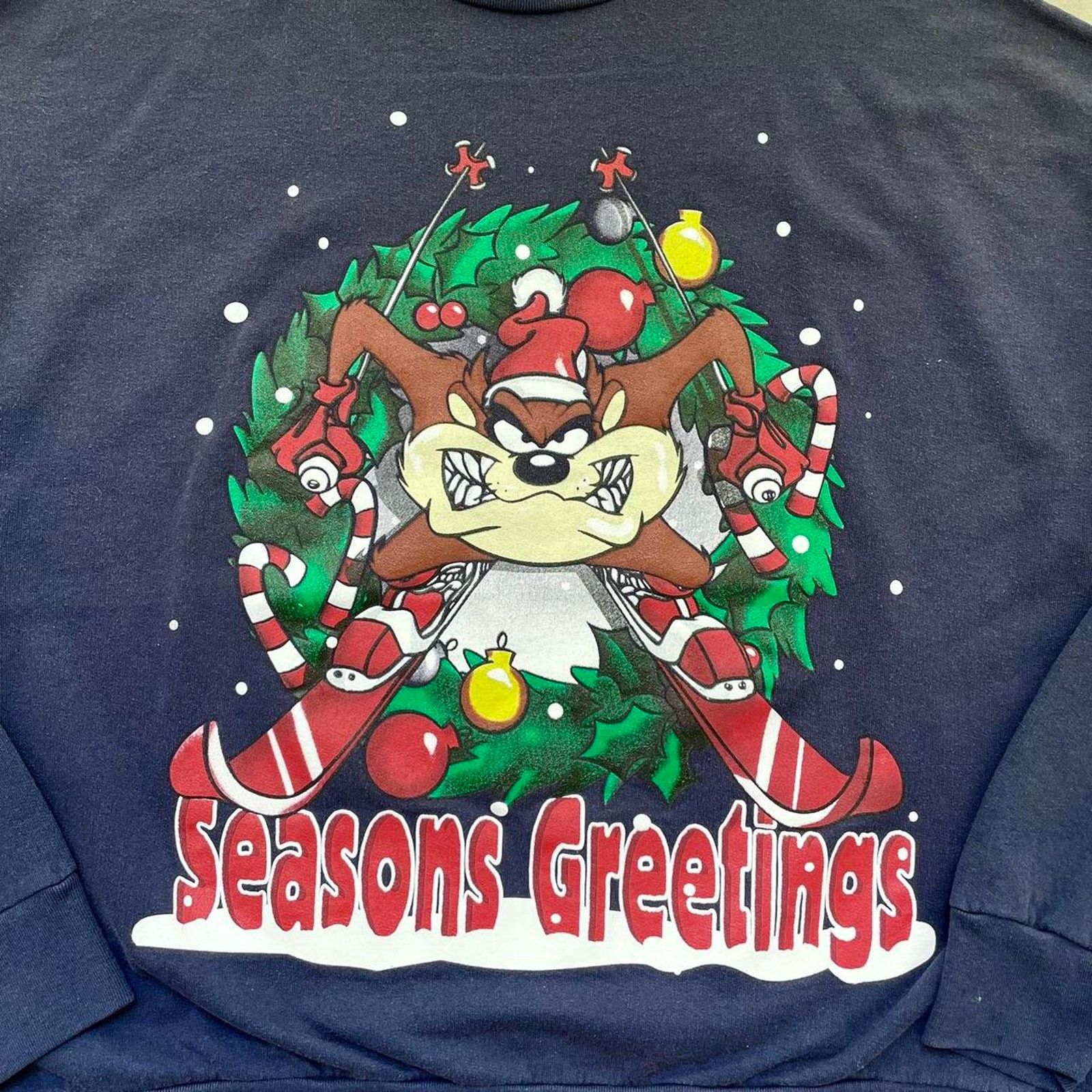 Vintage Vintage Taz Christmas Sweater Size US XL / EU 56 / 4 - 2 Thumbnail