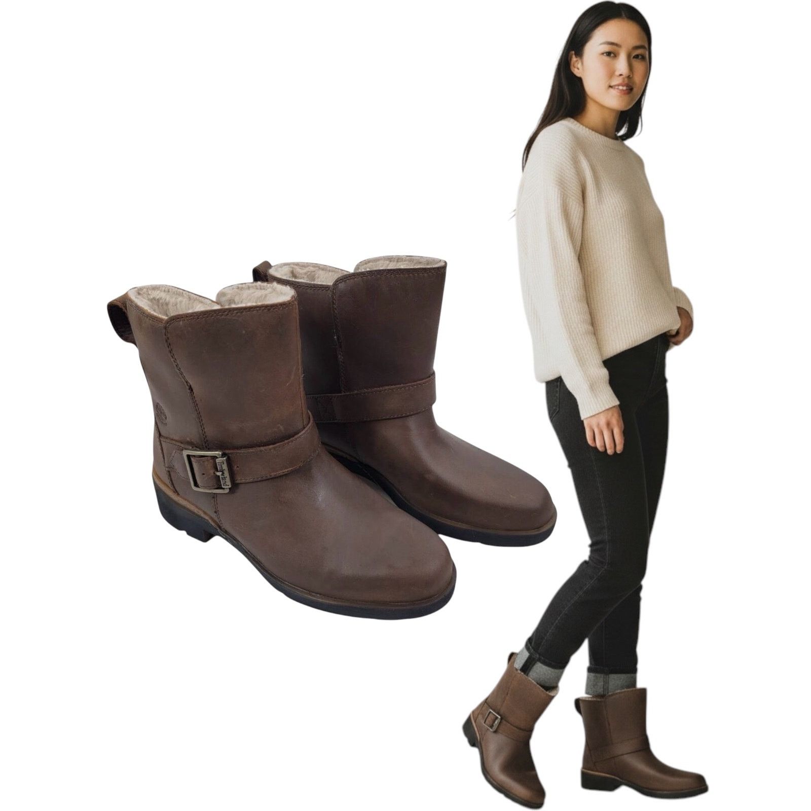 Timberland NEW Timberland Graceyn Waterproof Biker Boots Leather 6 Size US 6 / IT 36 - 1 Thumbnail