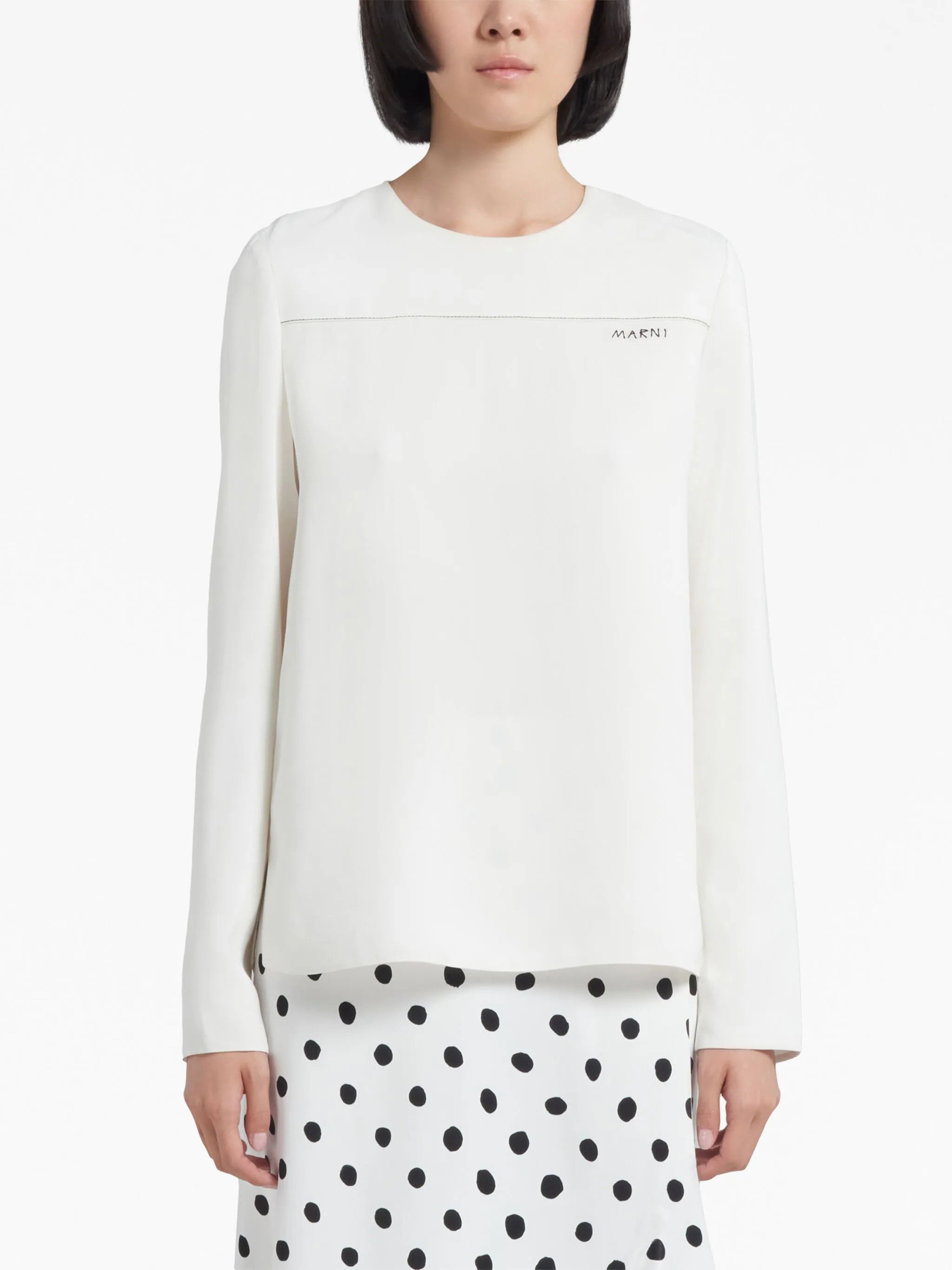 Marni o1w1db10824 Long Sleeve T-Shirt in White Size M / US 6-8 / IT 42-44 - 2 Thumbnail