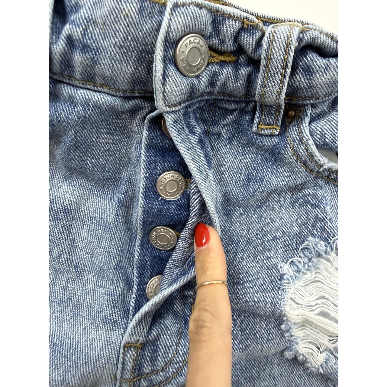 Pacsun PacSun Shorts Womens 25 Blue Distressed Cutoff Button Fly Denim Size 42" / US 20 - 5 Thumbnail