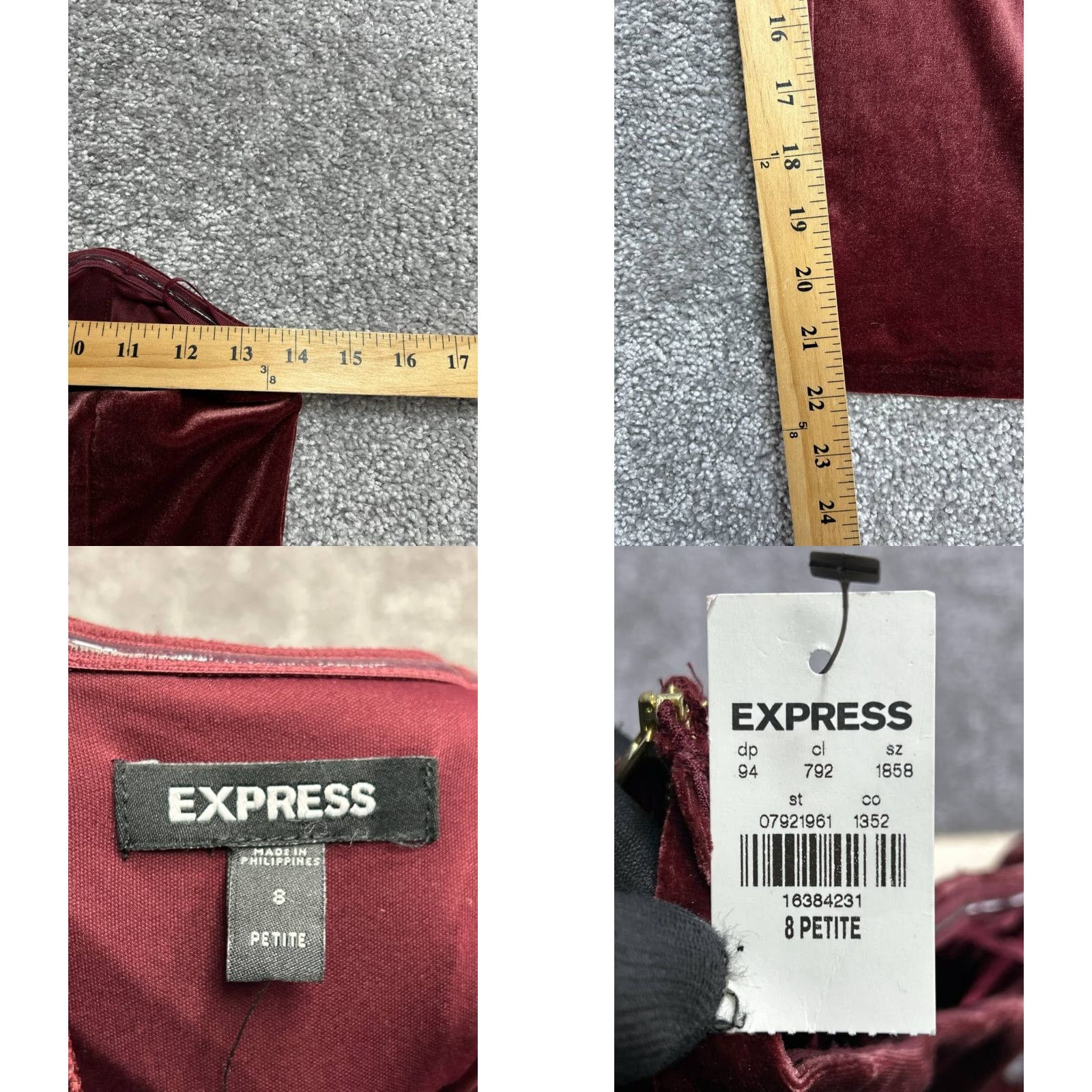 Express Express Velvet Jumpsuit Women 8 Petite Red Velvet Jumpsuit Stretch Strapless Sweetheart Neck New Size 30" / US 8 / IT 44 - 8 Thumbnail