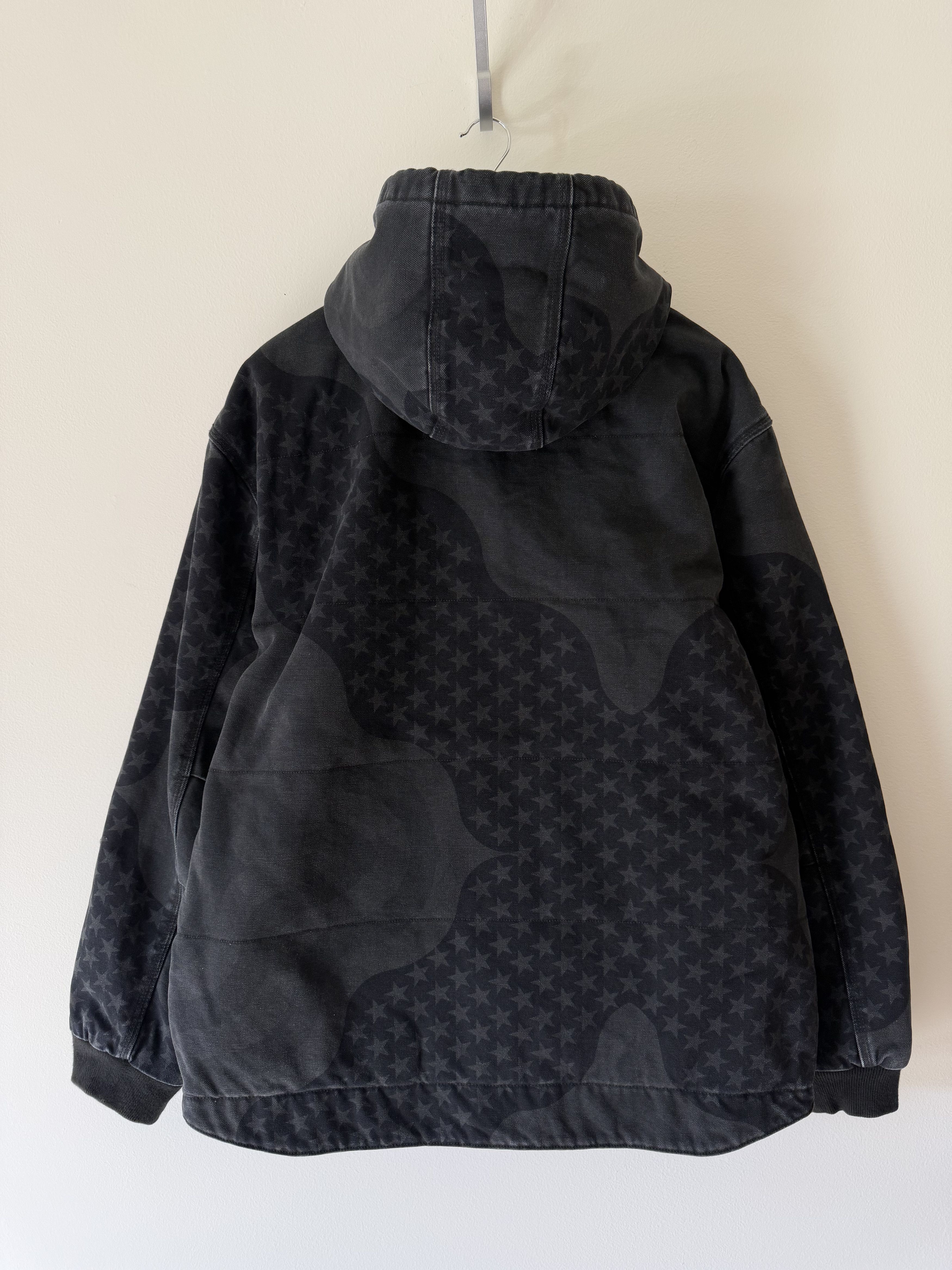 Supreme Supreme Flag Quilted Hooded Work Jacket in Black Size US XL / EU 56 / 4 - 5 Thumbnail