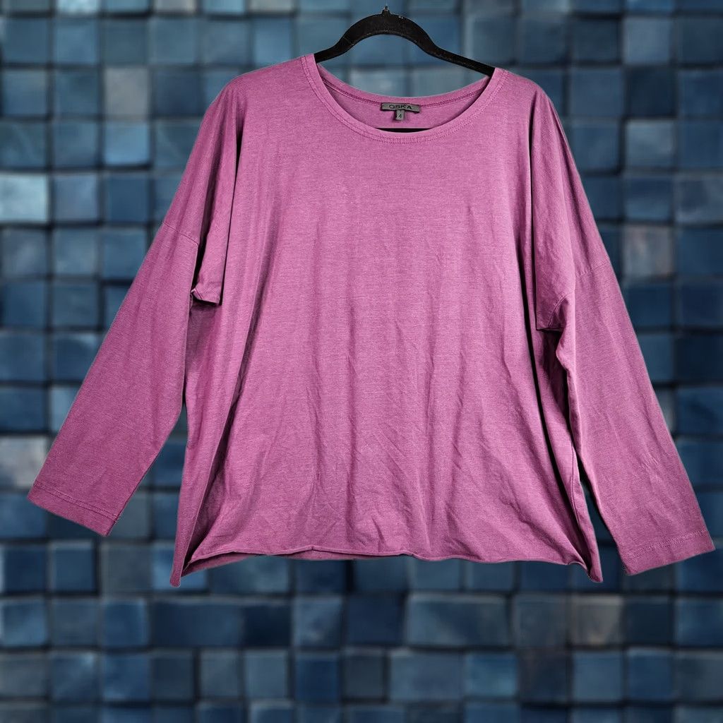 Vintage OSKA Women's Top Purple Oversized Long Sleeve Tee Relaxed Fit Size 4 Size S / US 4 / IT 40 - 1 Thumbnail