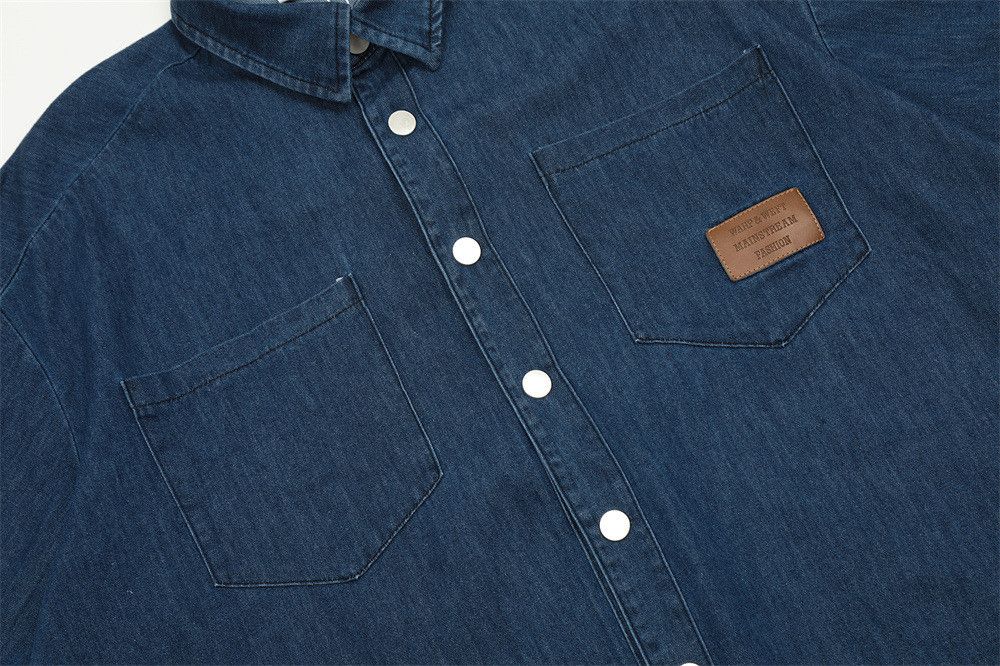 Japanese Brand × Vintage Men's loose casual lapel denim cargo shirt y2k Size US M / EU 48-50 / 2 - 4 Thumbnail
