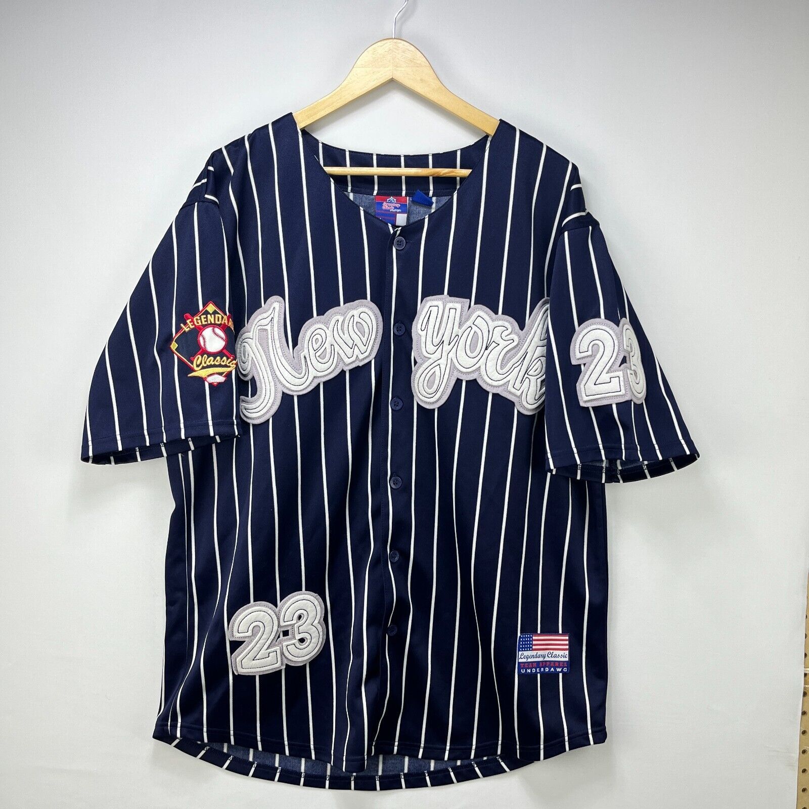 Vintage Vintage 90s New York Baseball Jersey Pinstripe XL Classic Size US XL / EU 56 / 4 - 1 Thumbnail