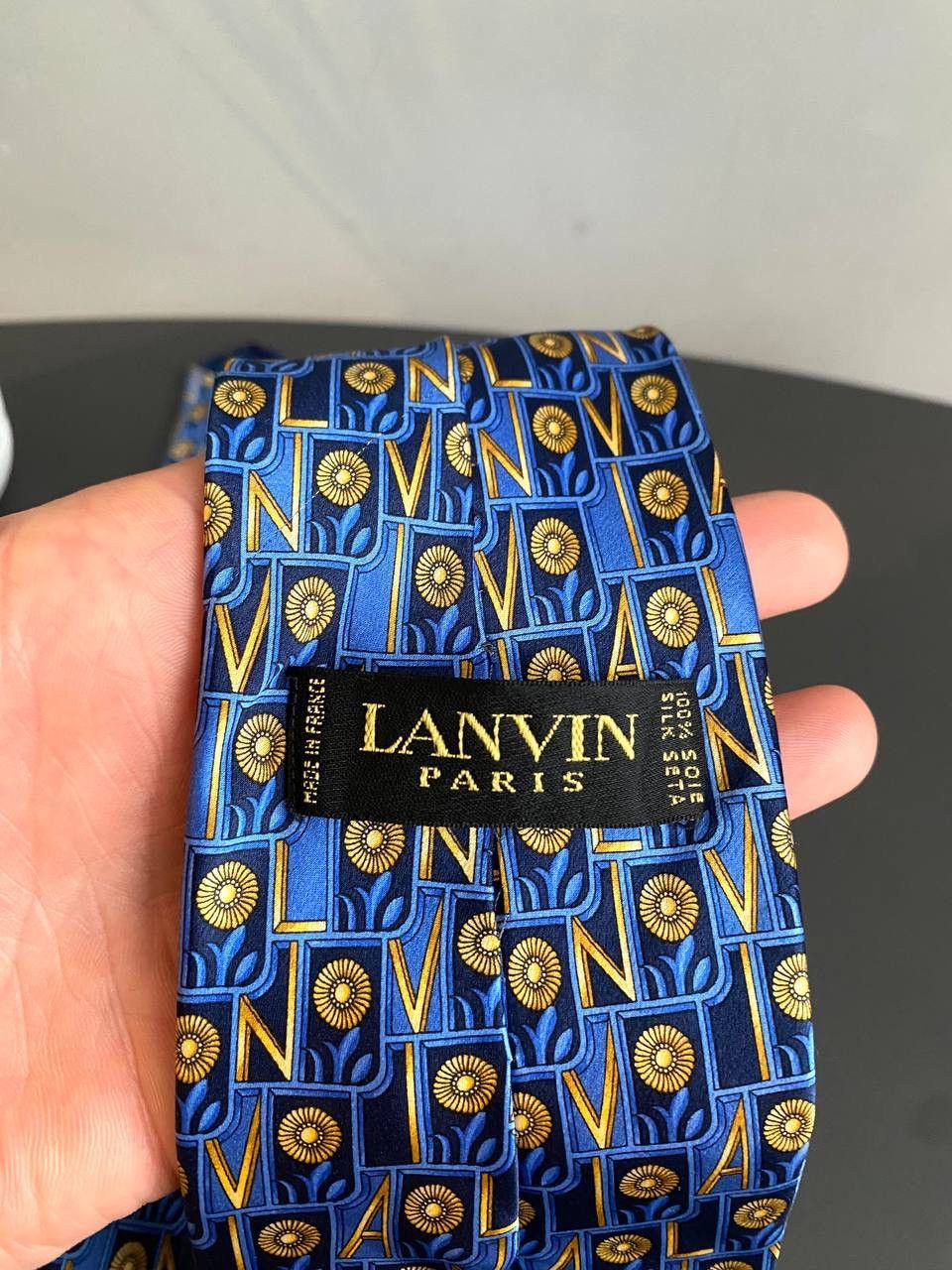 Lanvin Lanvin Paris Silk Tie Blue Monogram Pattern, Made in France Size ONE SIZE - 8 Thumbnail