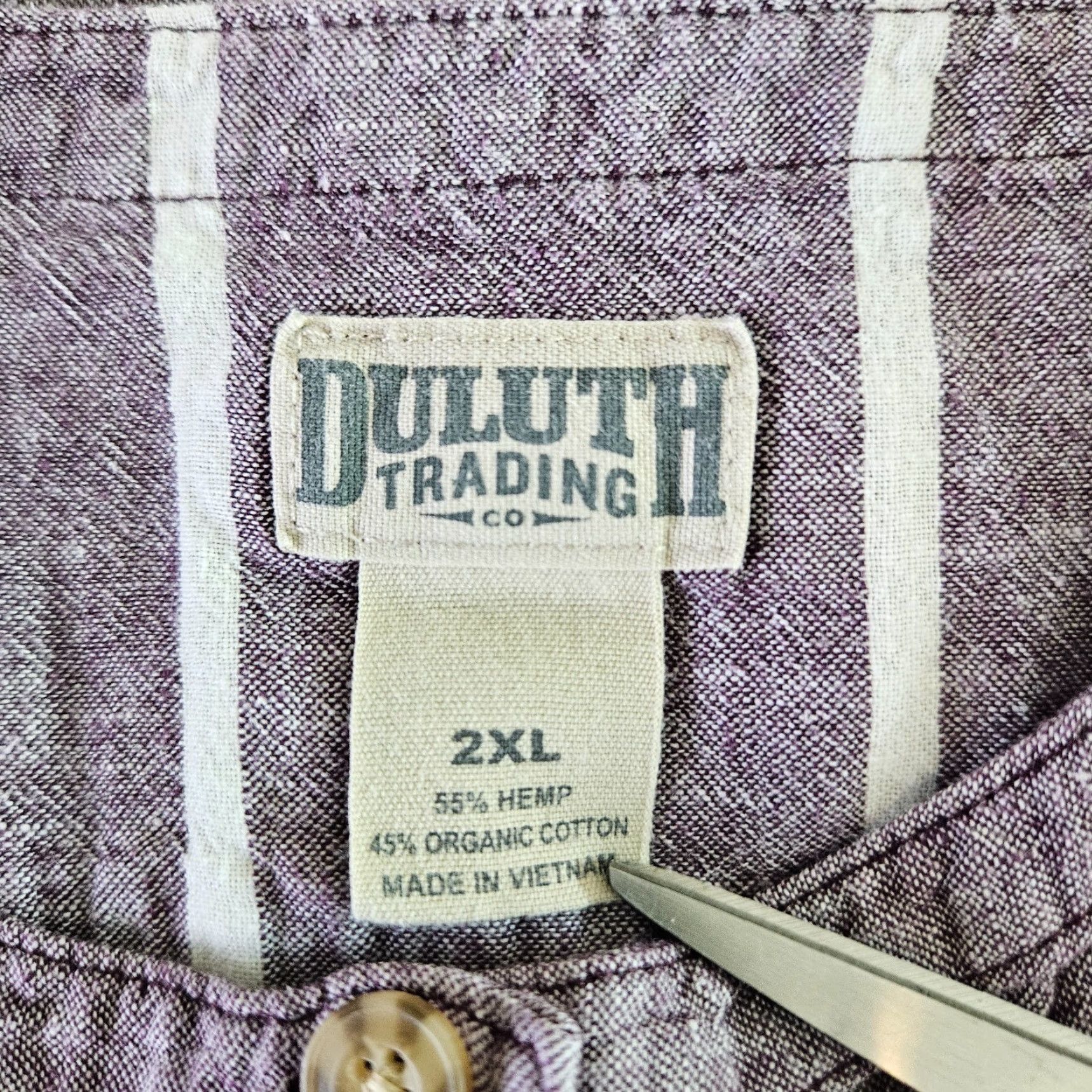 Vintage Duluth Tunic Shirt Womens 2XL Purple White Stripe Long Sleeve Hemp Cotton Size XXL / US 16-18 / IT 52-54 - 4 Thumbnail