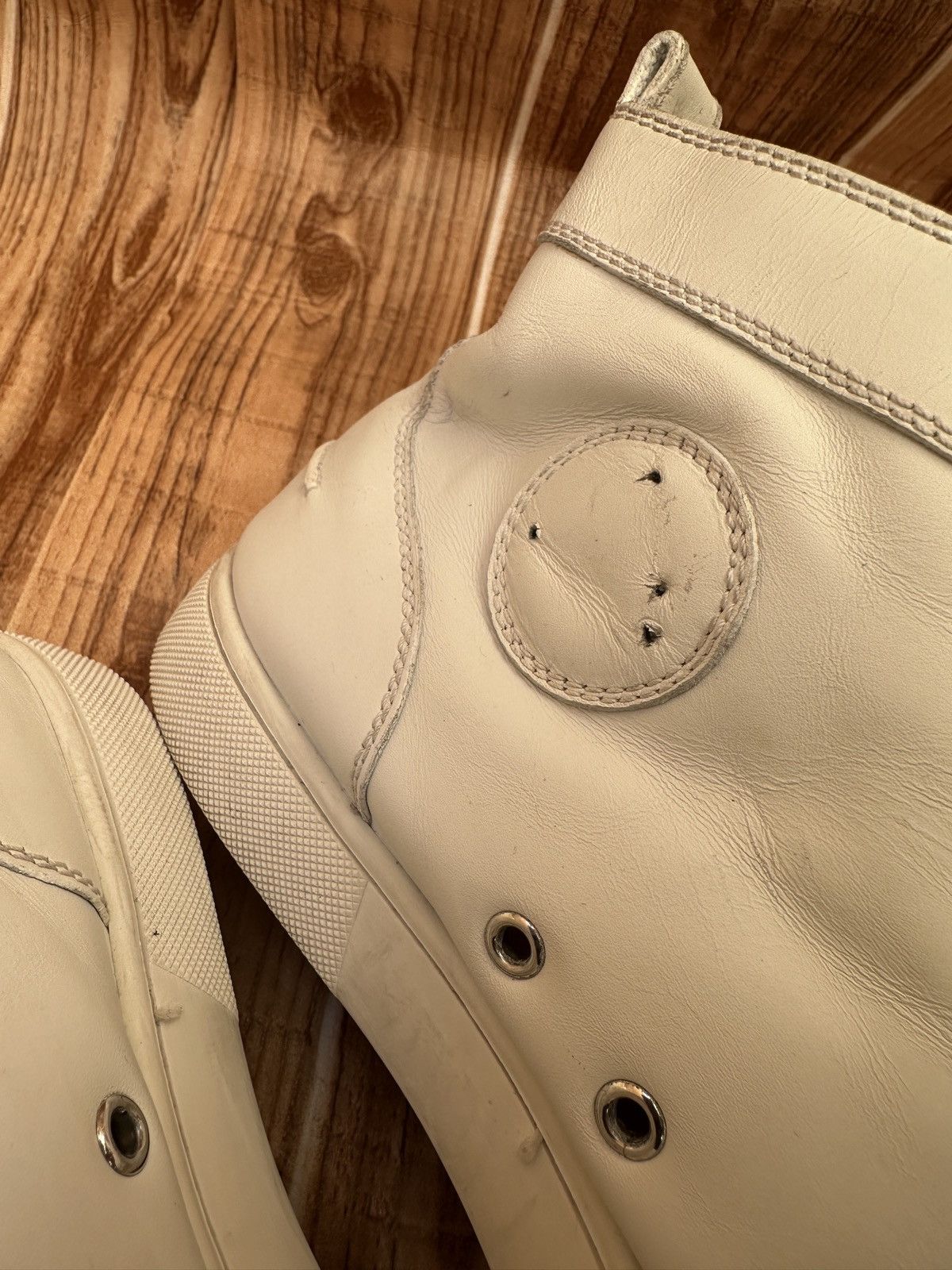 Christian Louboutin Christian Louboutin White High Leather Sneakers Size US 10.5 / EU 43-44 - 6 Thumbnail
