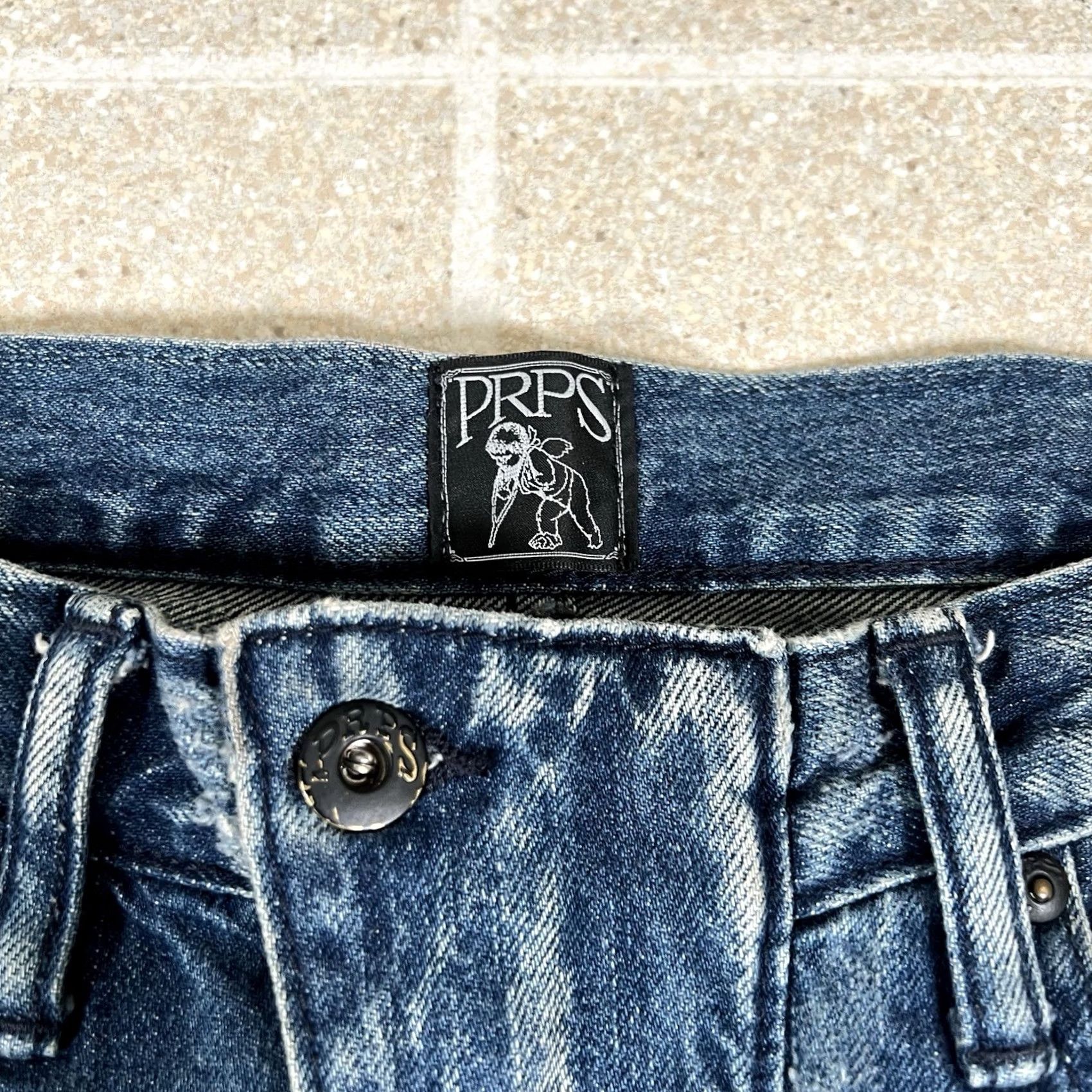 Prps PRPS Jeans Dark Blue Moto Distressed Faded Straight Stretch Denim Mens Sz 32x34 Size US 32 / EU 48 - 3 Thumbnail