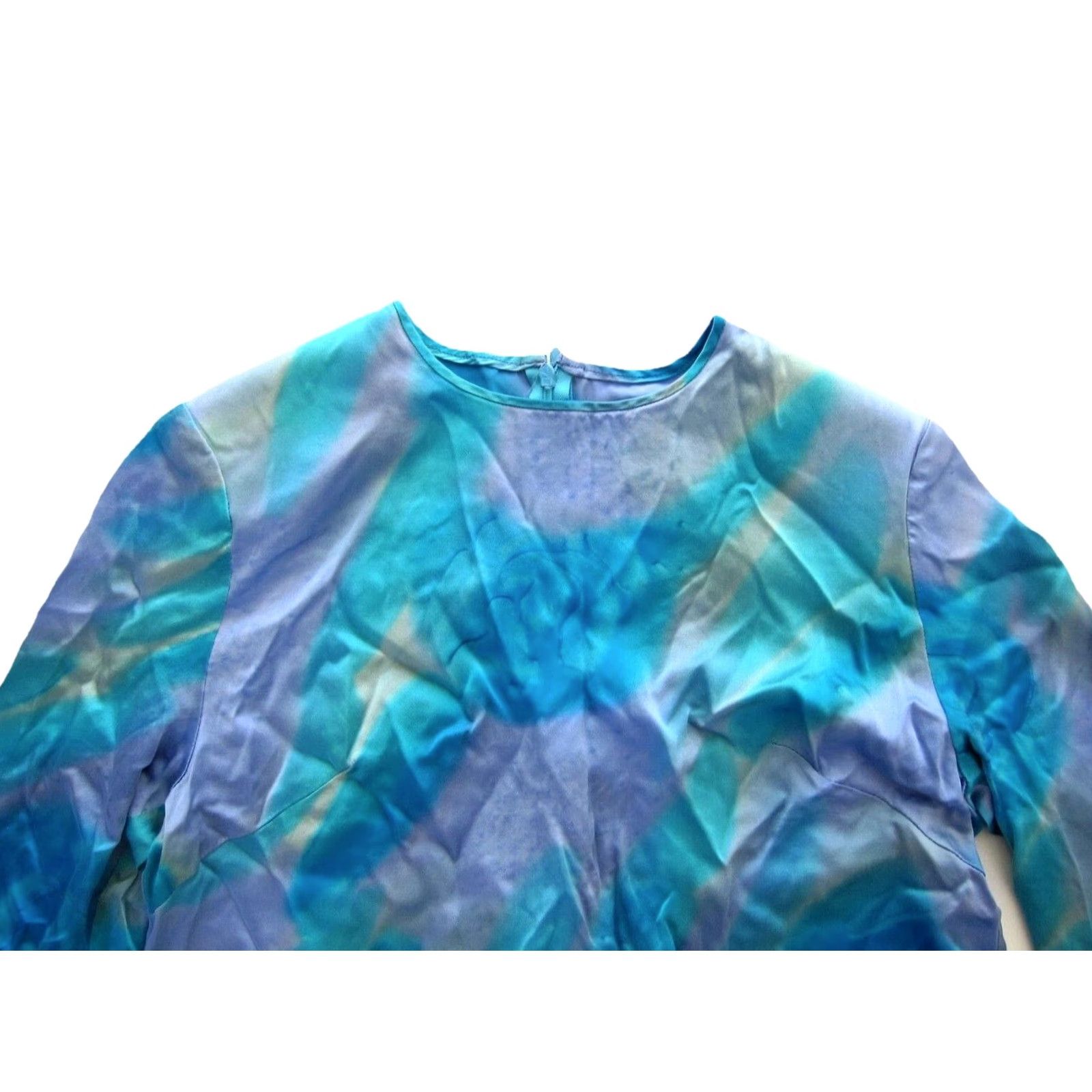 Vintage VINTAGE Suk-Hui Ltd. Scottsdale Blouse Shirt Silk Blue Tie Dye Long Sleeve M-L Women Size M / US 6-8 / IT 42-44 - 3 Thumbnail