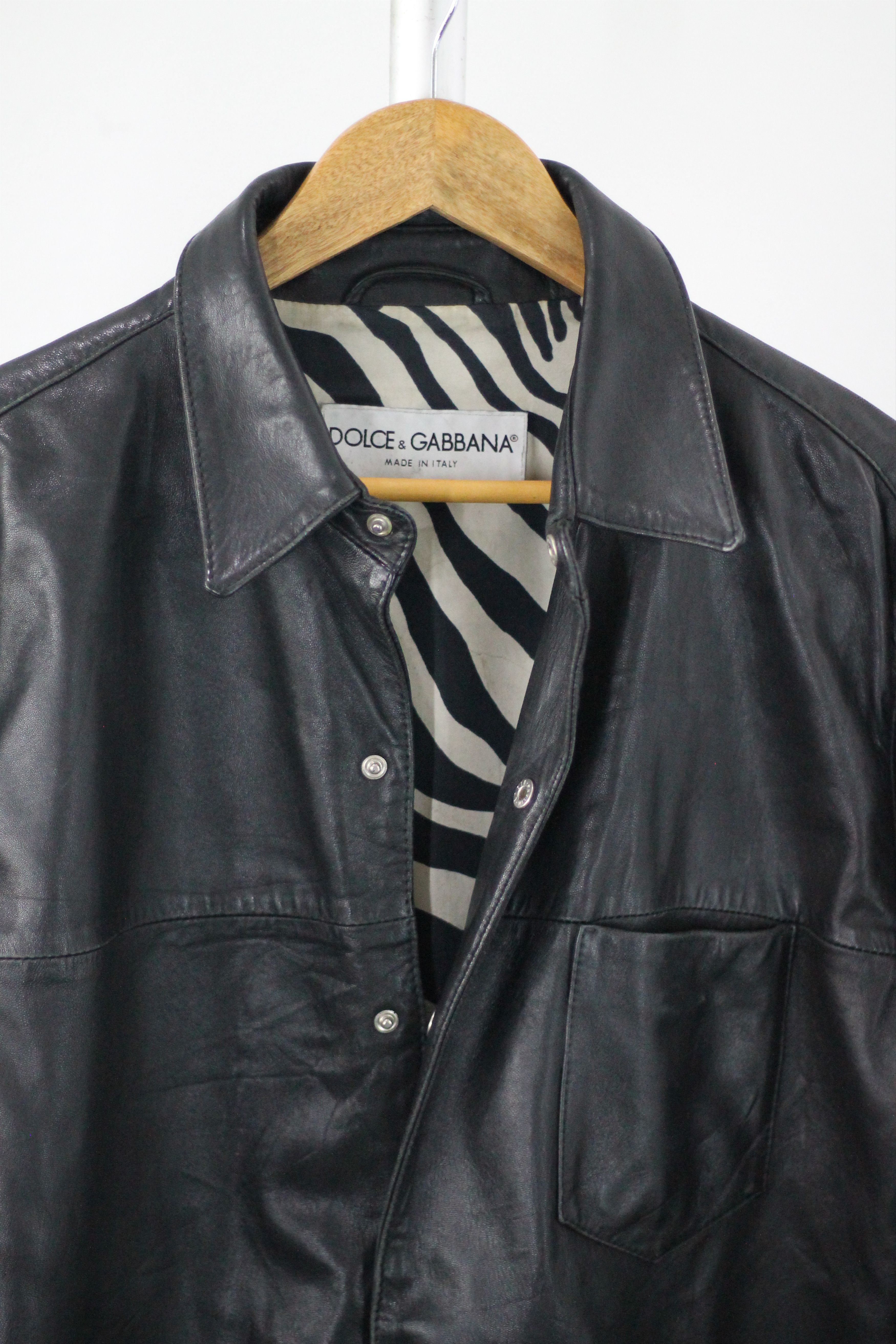 Dolce & Gabbana × Vintage RARE! Vintage DOLCE & GABBANA Leather Shirt Light Jacket. Size US L / EU 52-54 / 3 - 3 Thumbnail