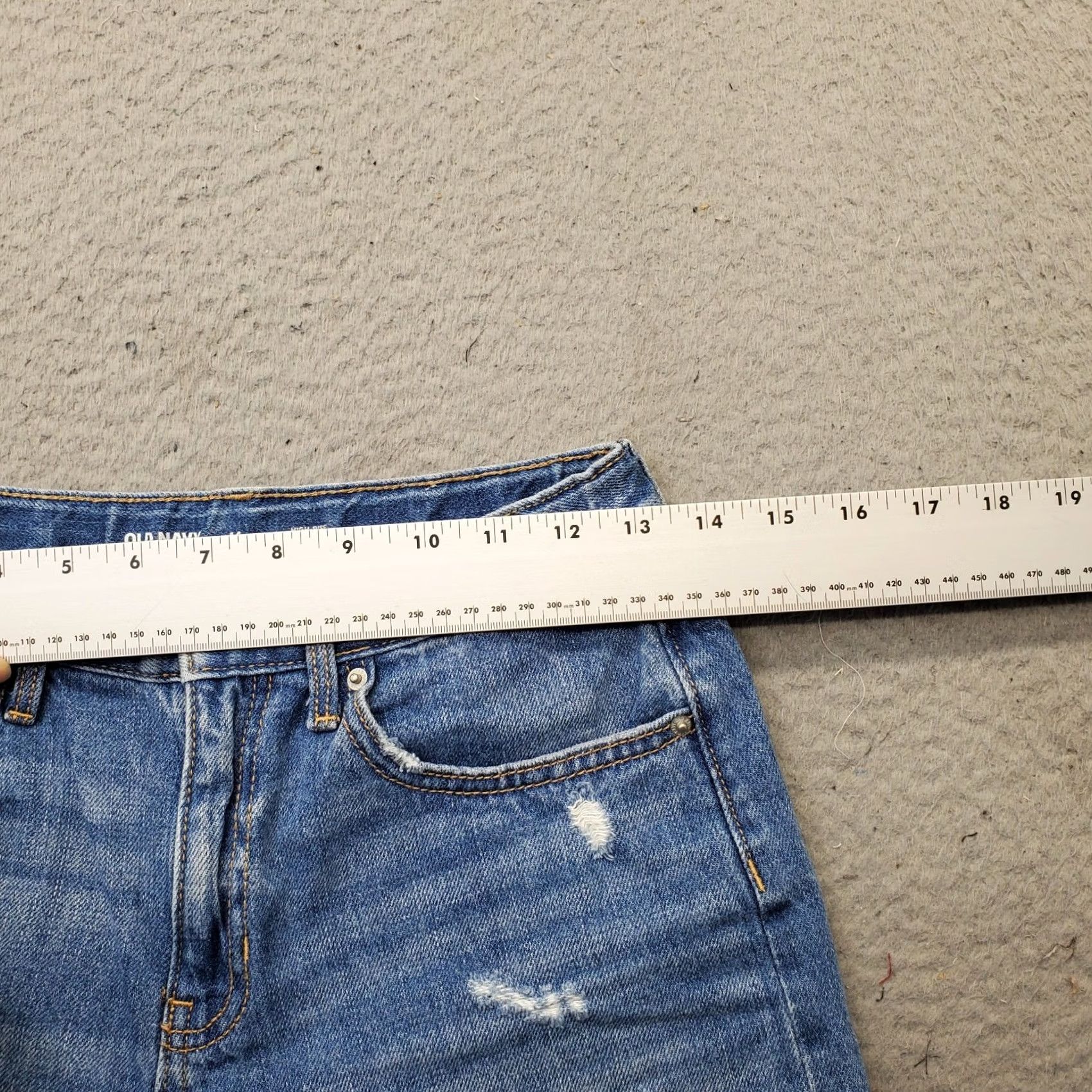 Old Navy Old Navy Womens Jeans Shorts 14 Blue Denim High Rise Distressed Adjustable Waist Shorts Size 36" / US 14 / IT 50 - 5 Thumbnail