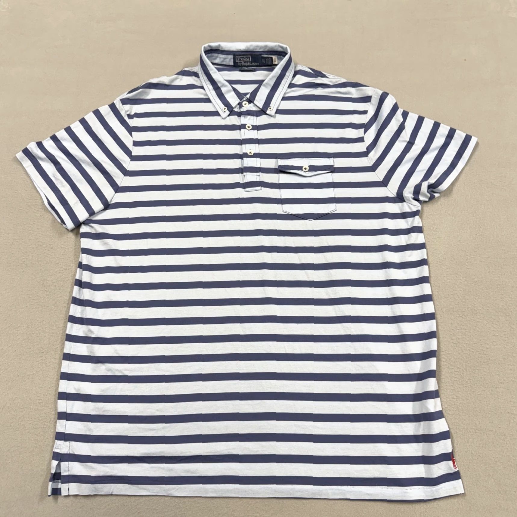 Polo Ralph Lauren Polo By Ralph Lauren Polo Shirt 2XL Blue Stripe Custom Slim Fit Pocket Mens Size US XXL / EU 58 / 5 - 2 Thumbnail