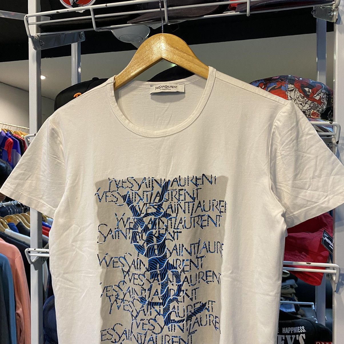 Yves Saint Laurent Yves Saint Lauren Rive Gauche Big Logo Cotton T-Shirt Size US M / EU 48-50 / 2 - 2 Thumbnail