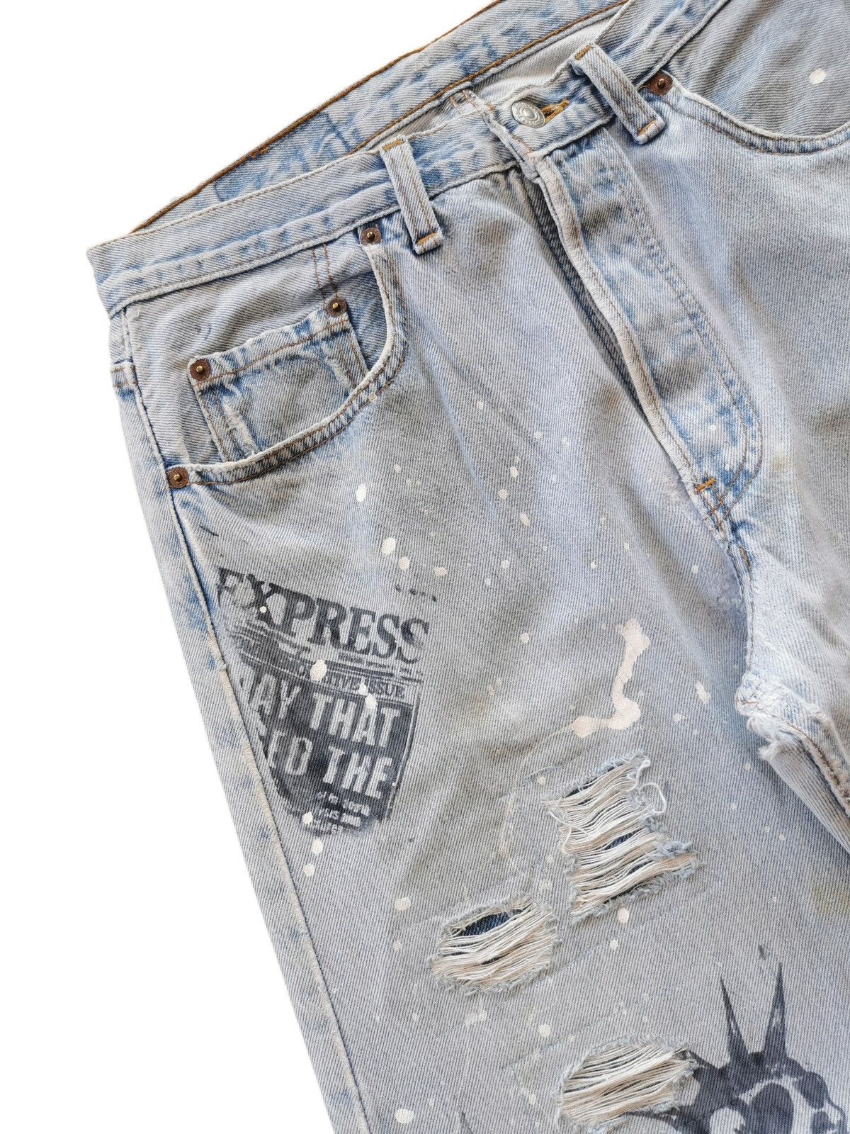Levi's Levi’s 501 Custom Vintage Jeans Graffiti Stencil Art 1990s Size US 32 / EU 48 - 11 Thumbnail