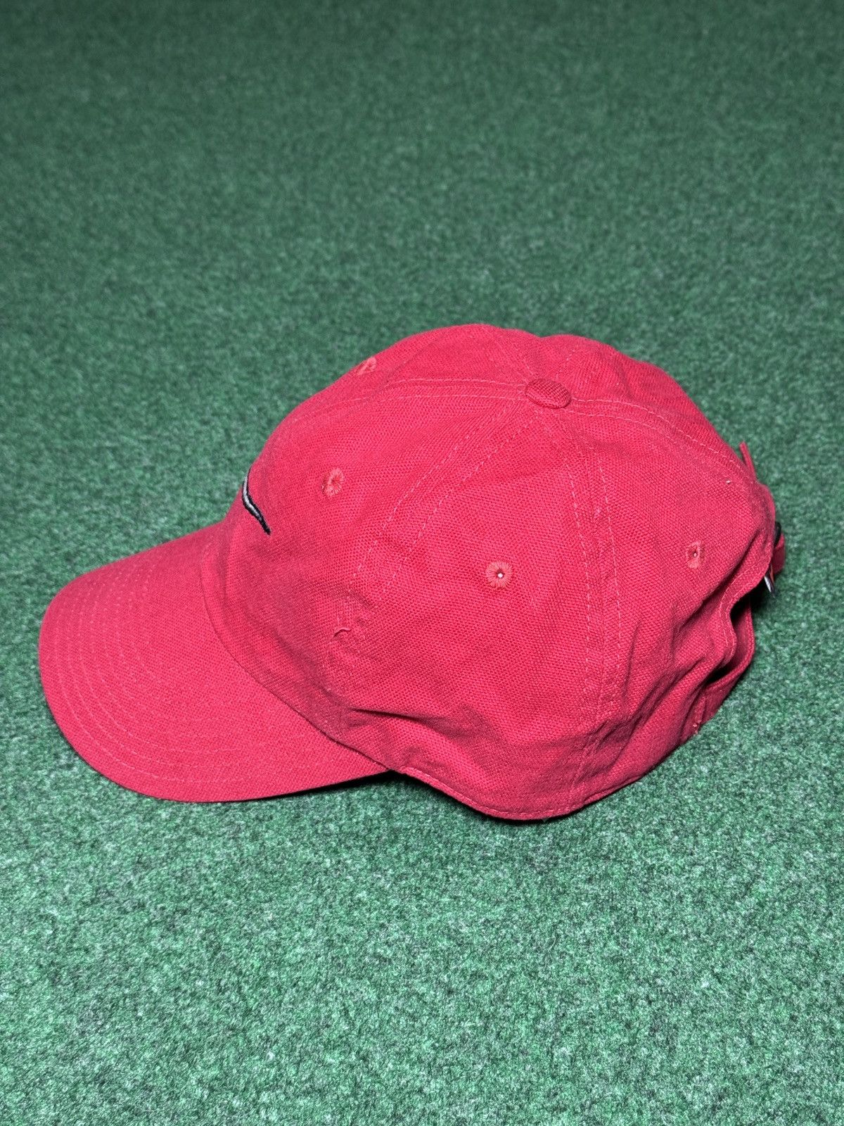 Nike Vintage Nike 90s Swoosh Check Strapback Red Baseball Hat Size ONE SIZE - 4 Thumbnail