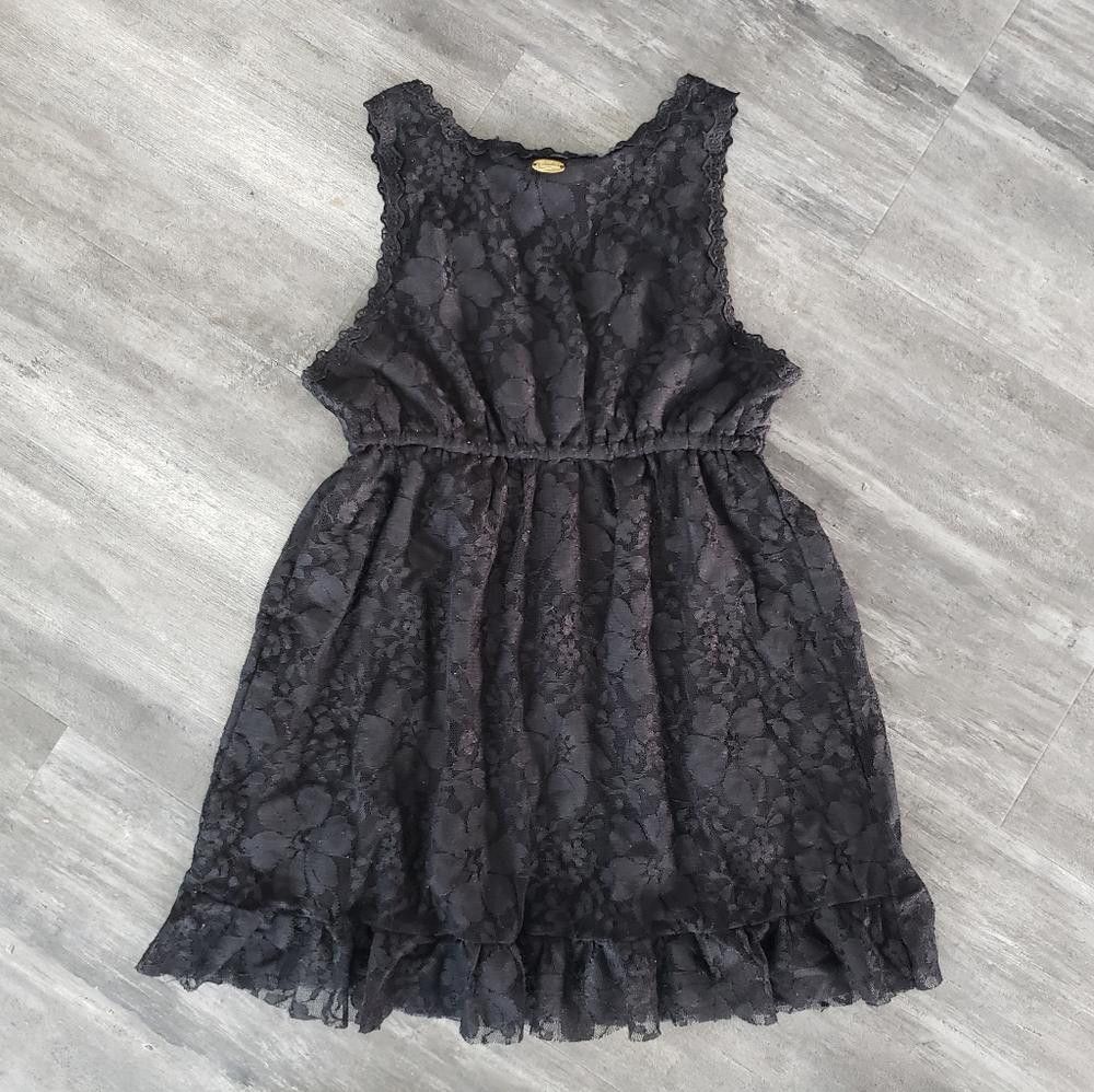 Designer Black Laced Candie's Babydoll Boho Mini Size M / US 6-8 / IT 42-44 - 2 Thumbnail