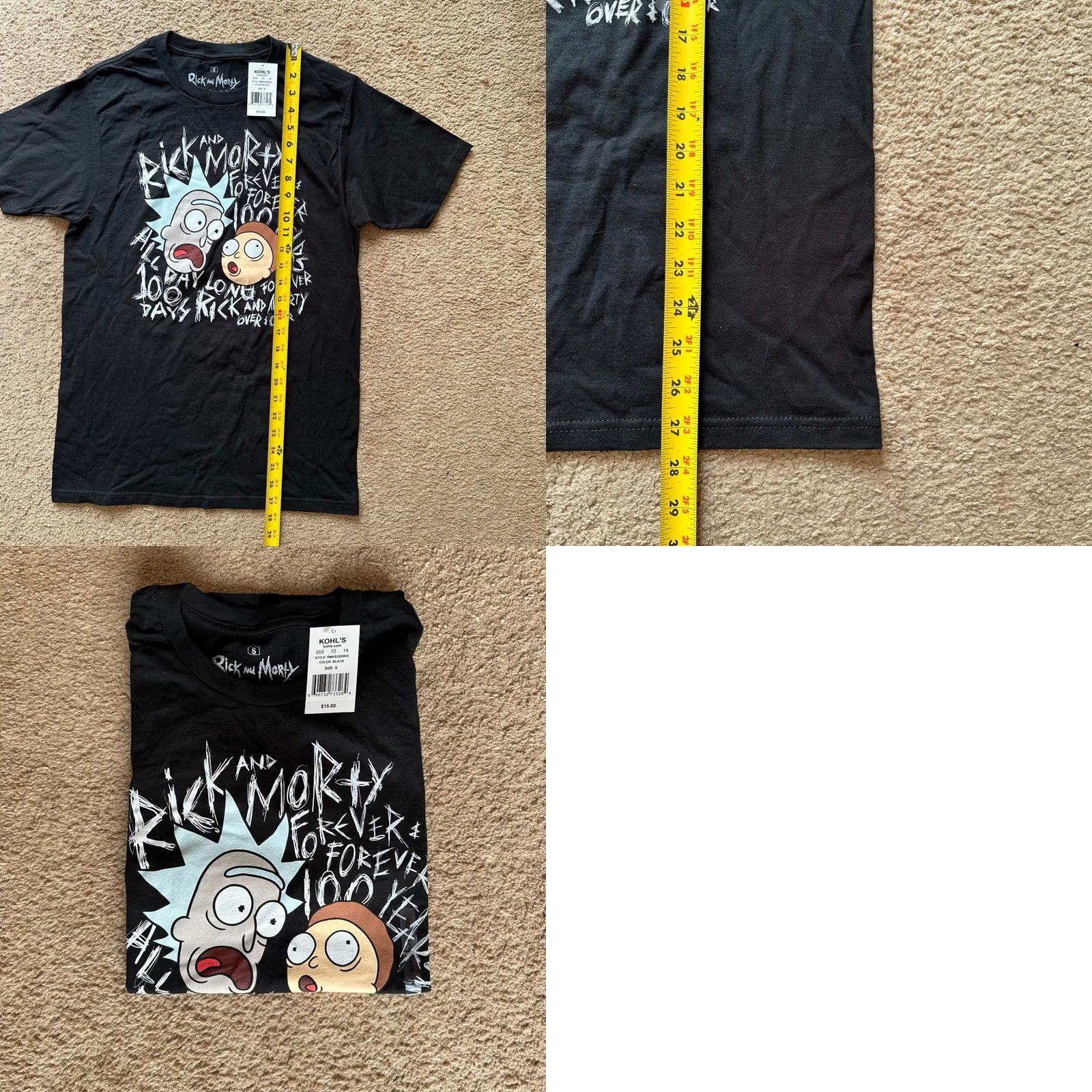Vintage Rick & Morty Shirt Mens Small Black Short Sleeve Crewneck Tee Adult Swim Pullover NWT Size US S / EU 44-46 / 1 - 8 Thumbnail