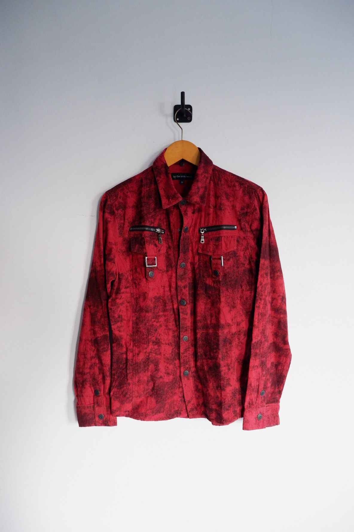 image of In The Attic Bondage Snap Button Shirt in Red, Men's (Size Medium)