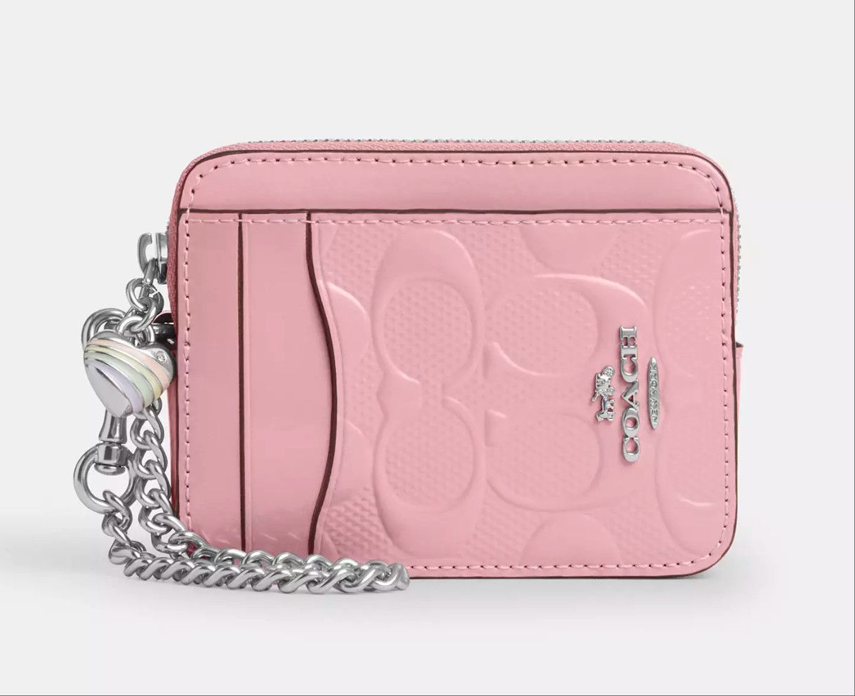 Coach Zip Card Case In Signature Leather With Heart Charm CDQ15 Size ONE SIZE - 5 Thumbnail