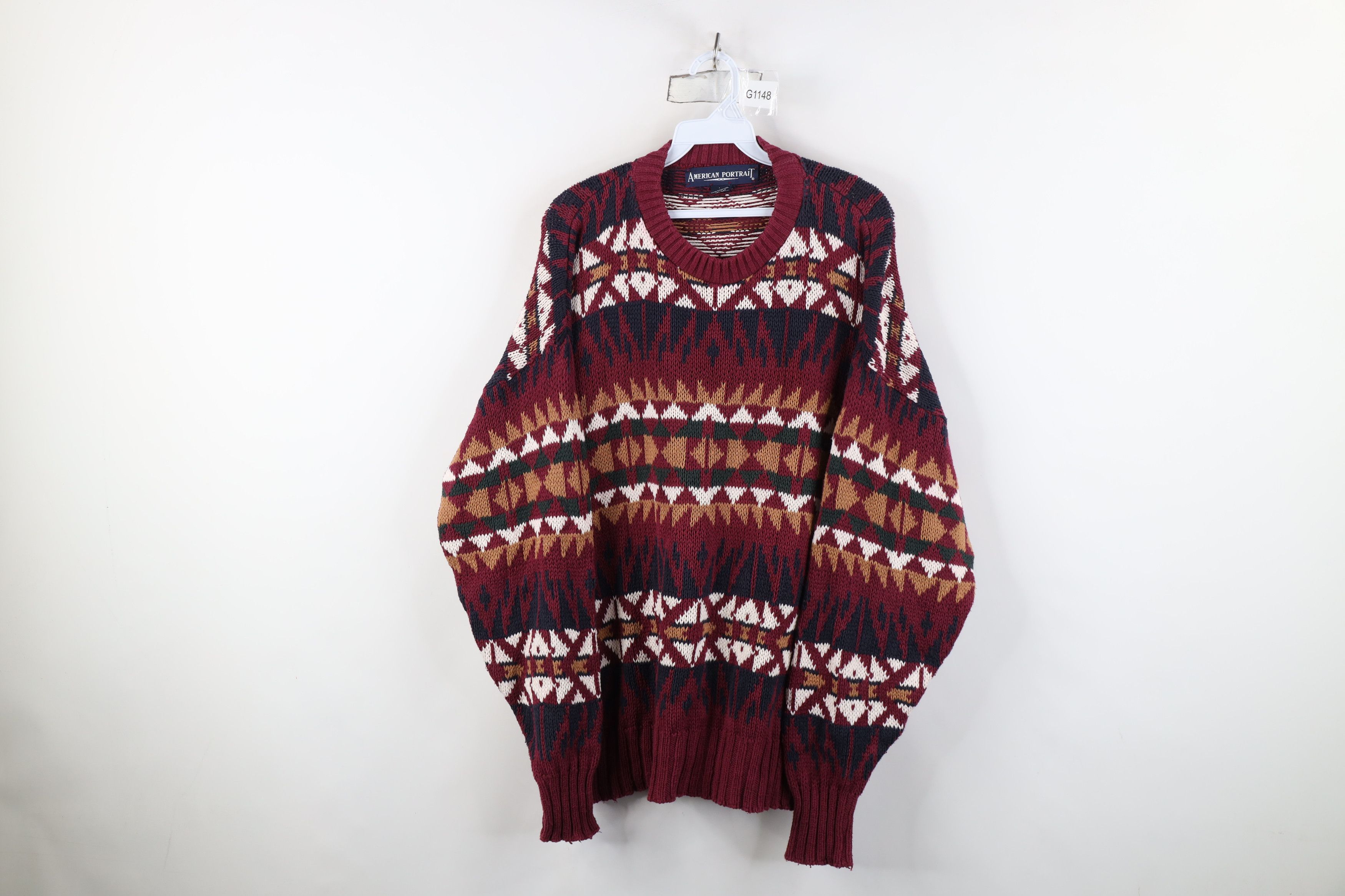 Vintage Vintage 90s Streetwear Knit Crewneck Sweater Cotton USA Size US XL / EU 56 / 4 - 1 Thumbnail